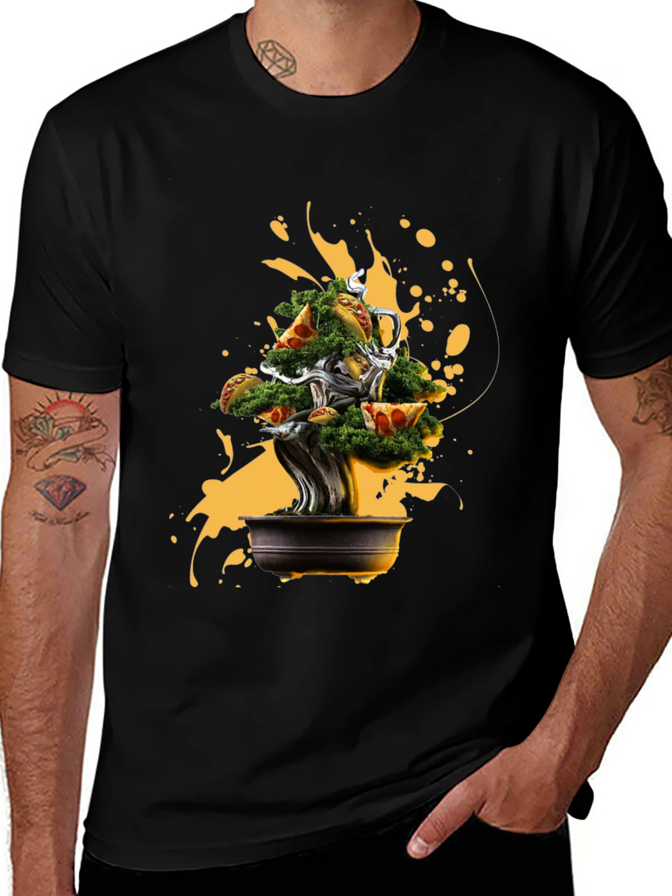 Variant 10 of Pizza Bonsai T-Shirt - Foodie Art Tee
