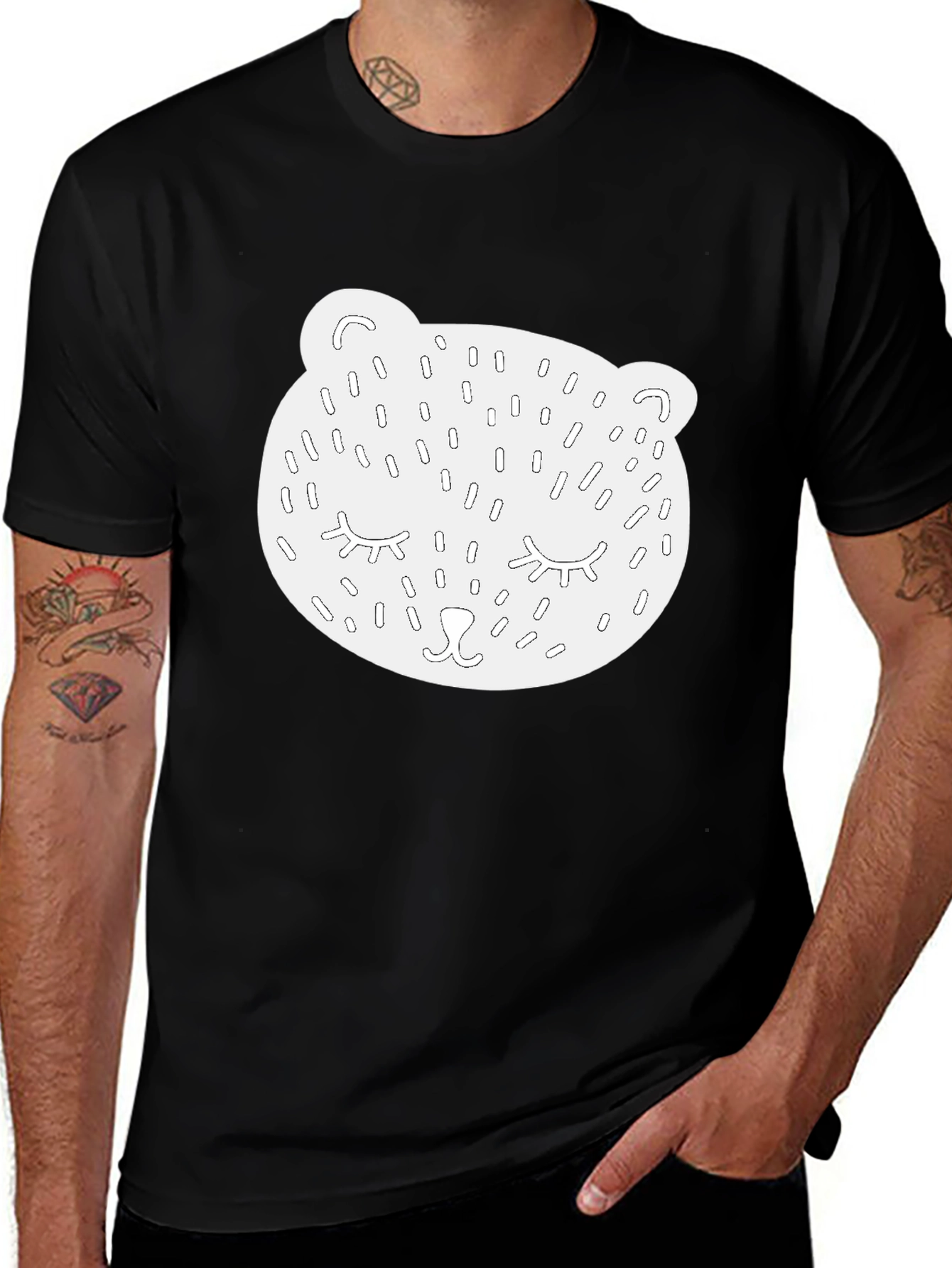 Variant 19 of Bear Face Graphic Black Tee