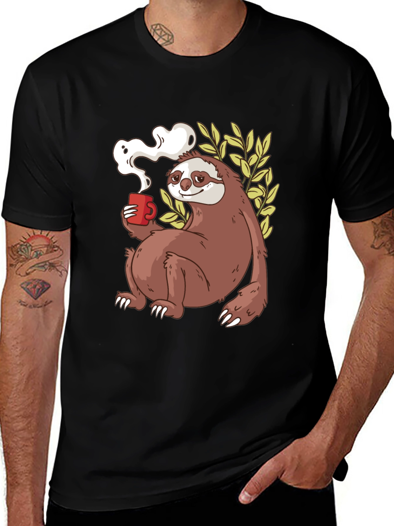 Variant 2 of Sloth Coffee Graphic Tee - Relaxed Fit