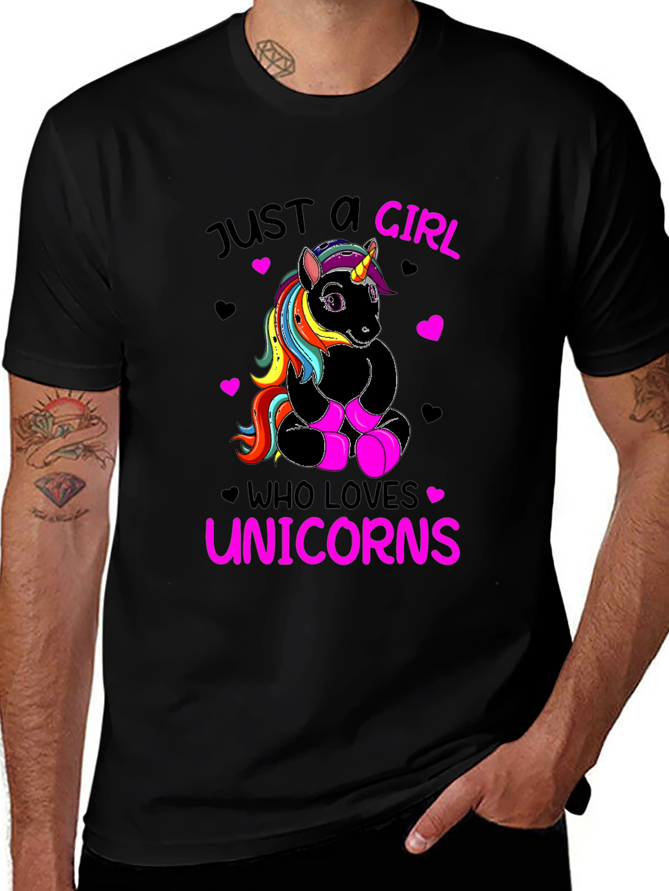Unicorn Lover Girl's Graphic Tee - Black