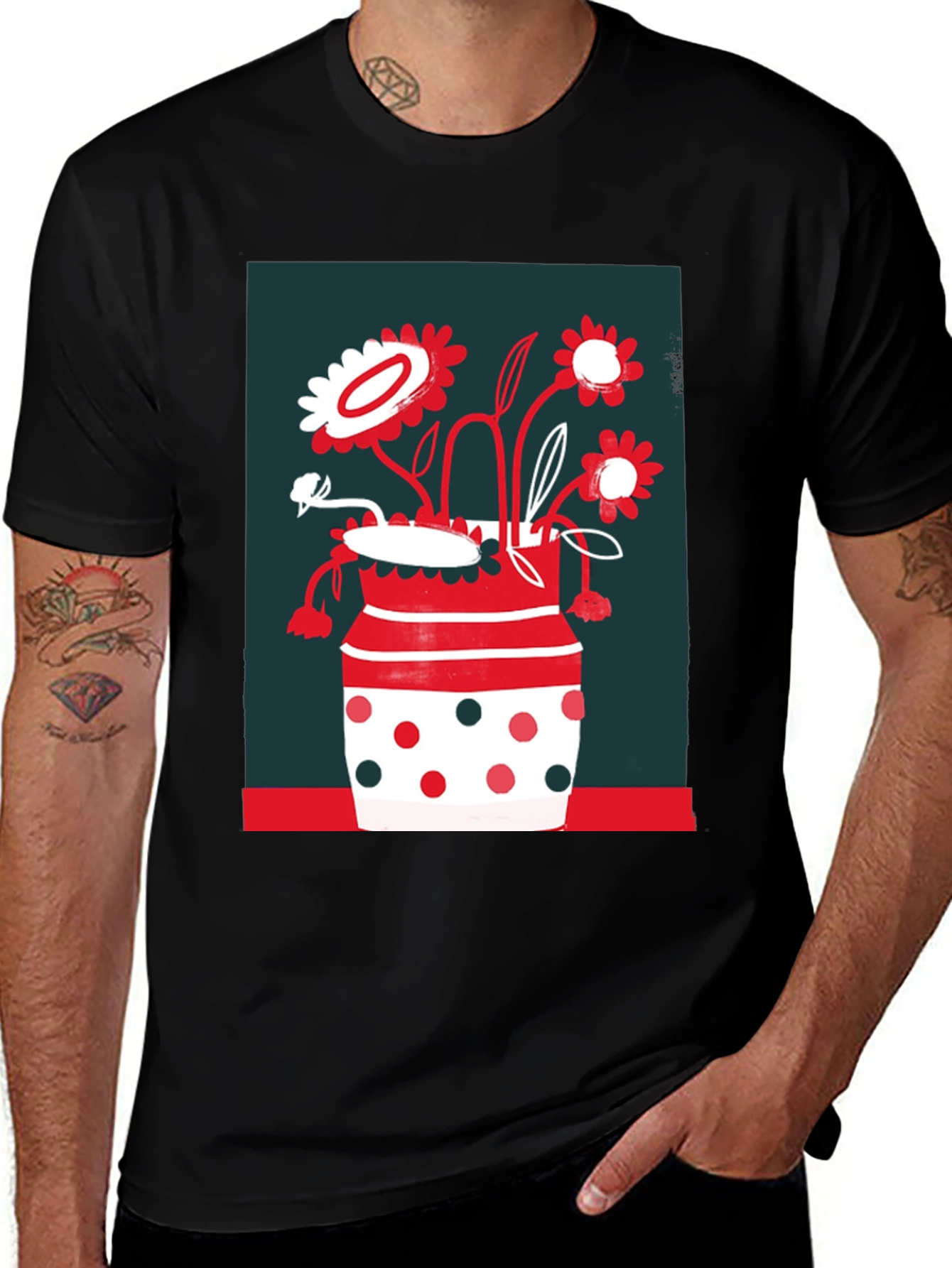 Variant 4 of Floral Vase Graphic Tee - Unique Design