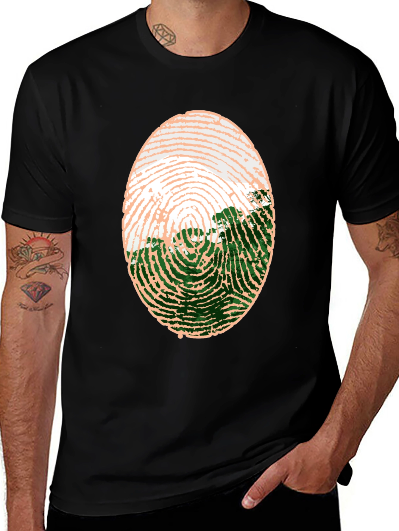 Variant 3 of Unique Fingerprint Landscape Graphic Tee