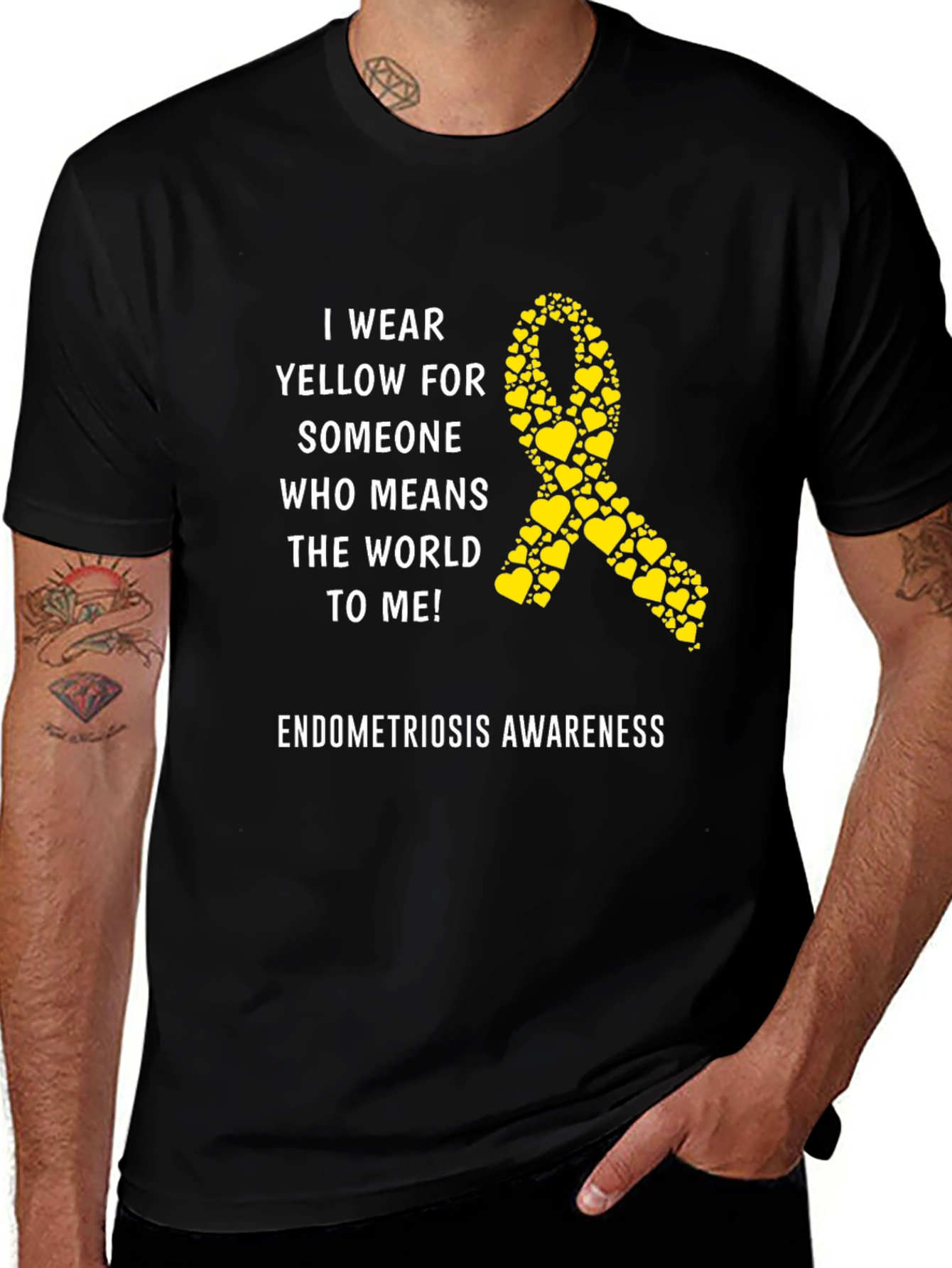 Endometriosis Awareness T-Shirt: Yellow Ribbon Support