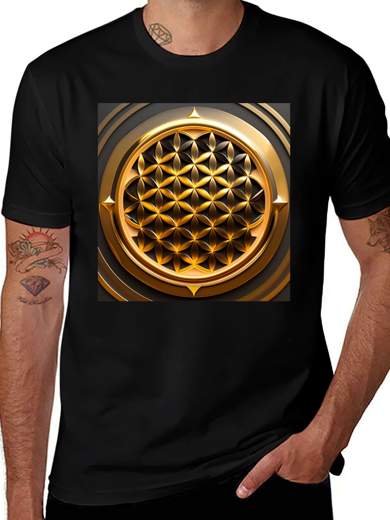 Variant 24 of Geometric Pattern Black T-Shirt