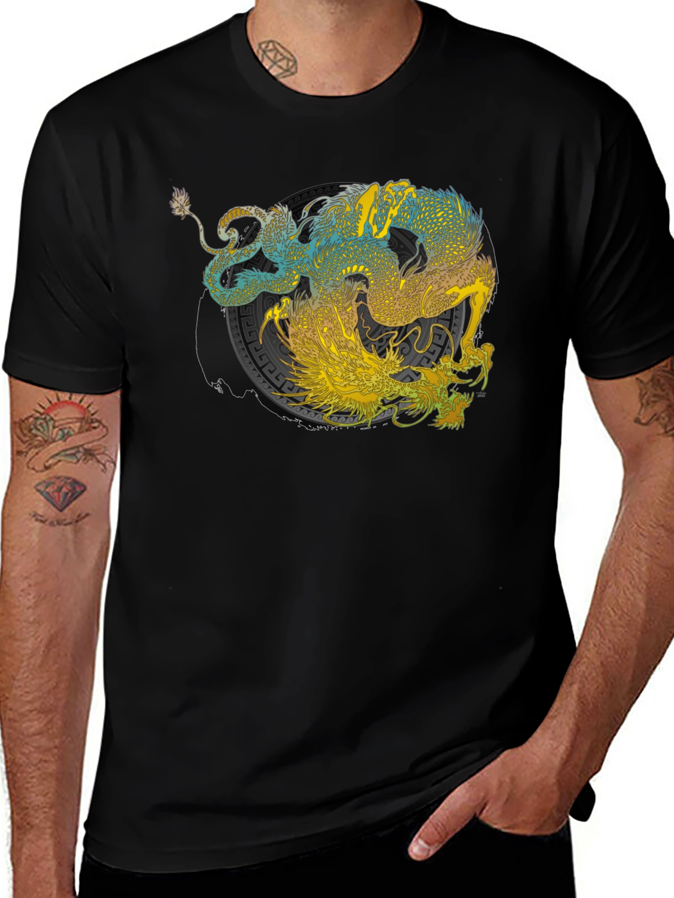 Variant 13 of Yin Yang Dragon Graphic Tee