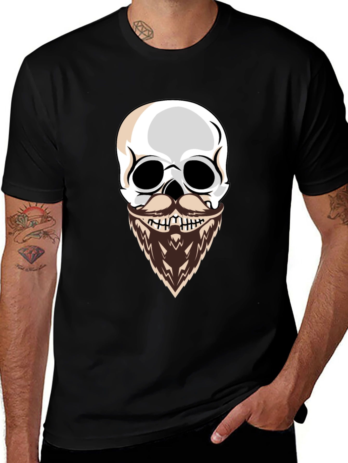 Variant 22 of Skull with Beard Graphic T-Shirt - Cool & Edgy Style