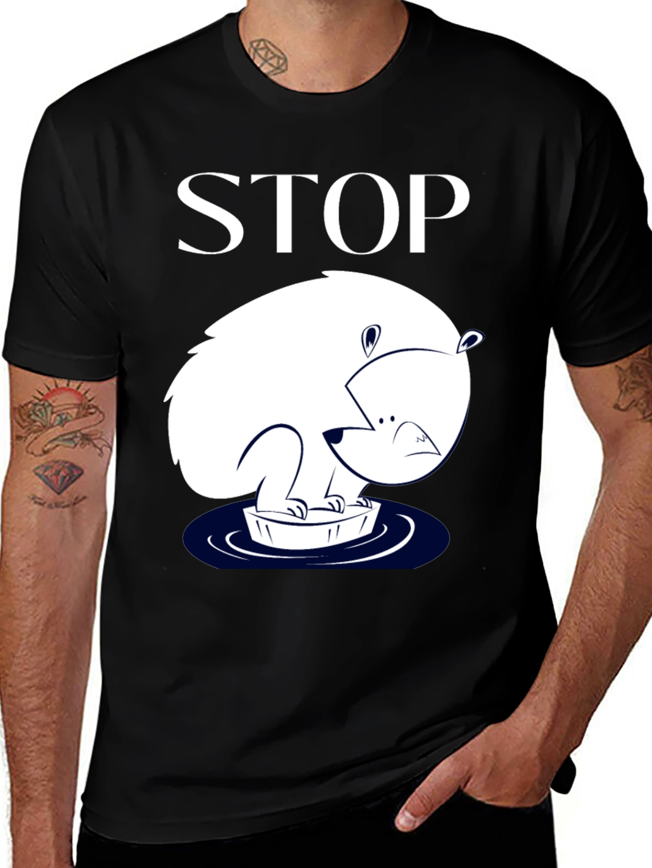 Variant 9 of Stop Polar Bear T-Shirt - Climate Change Awareness