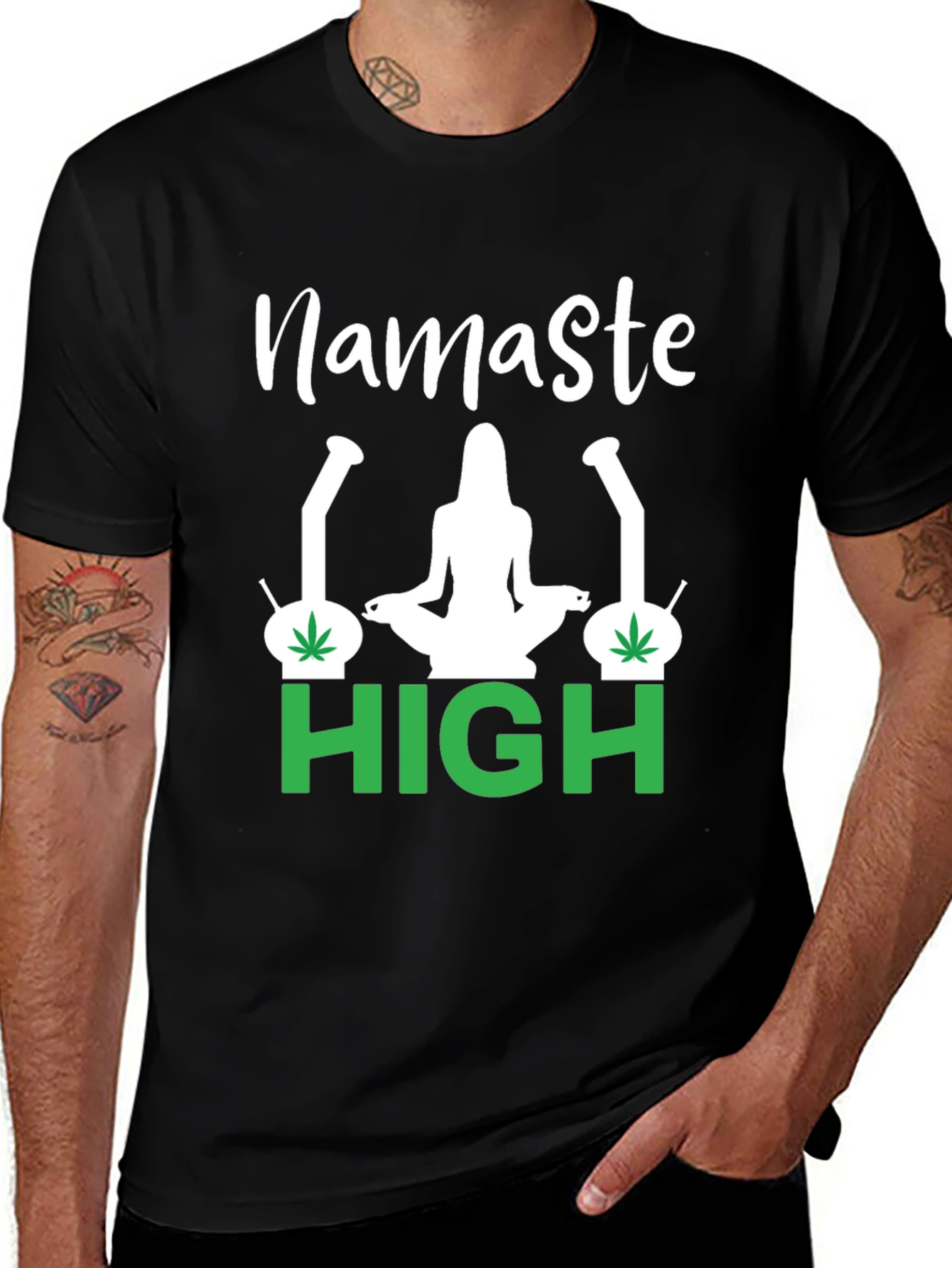 Variant 8 of Namaste High T-Shirt - Black Graphic Tee