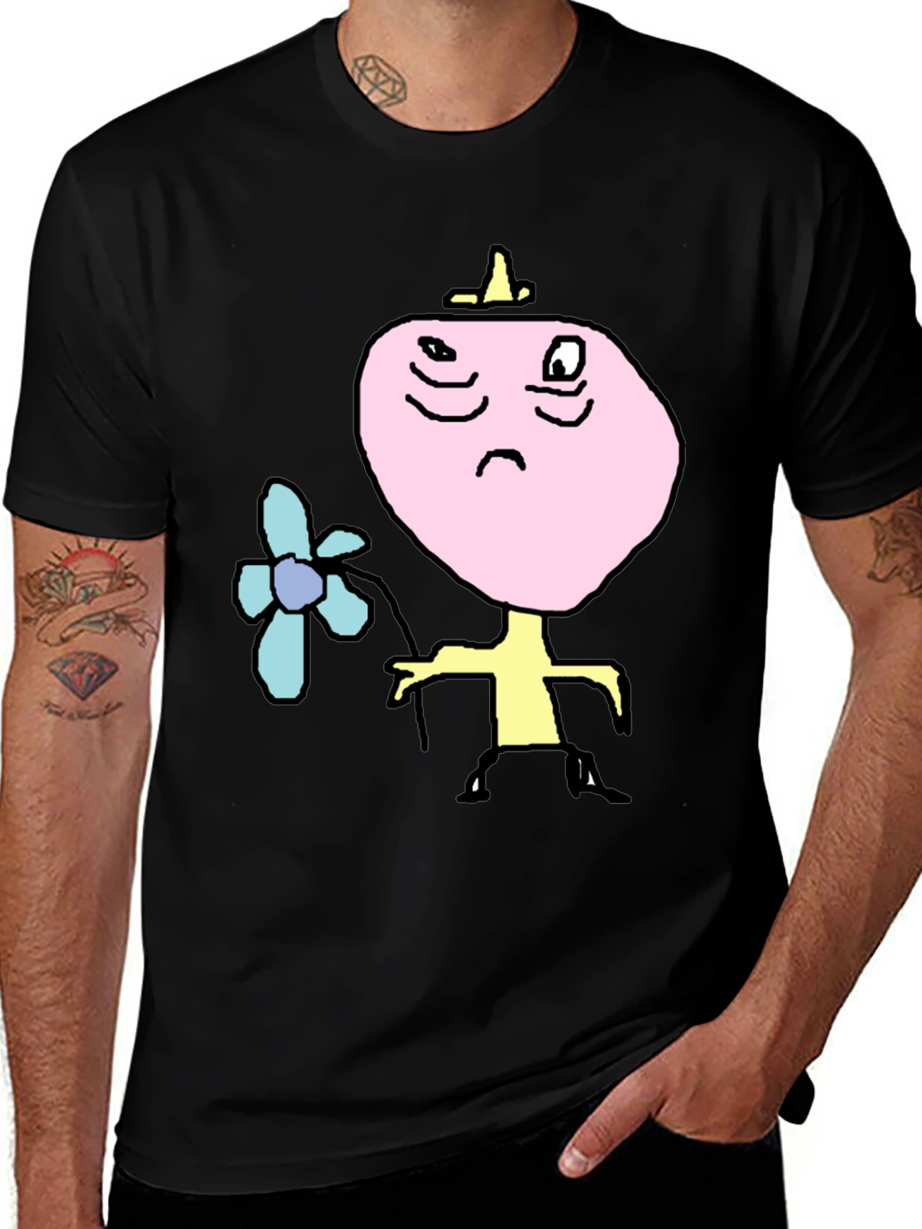 Variant 27 of Funny Cartoon Character Graphic Tee - Black