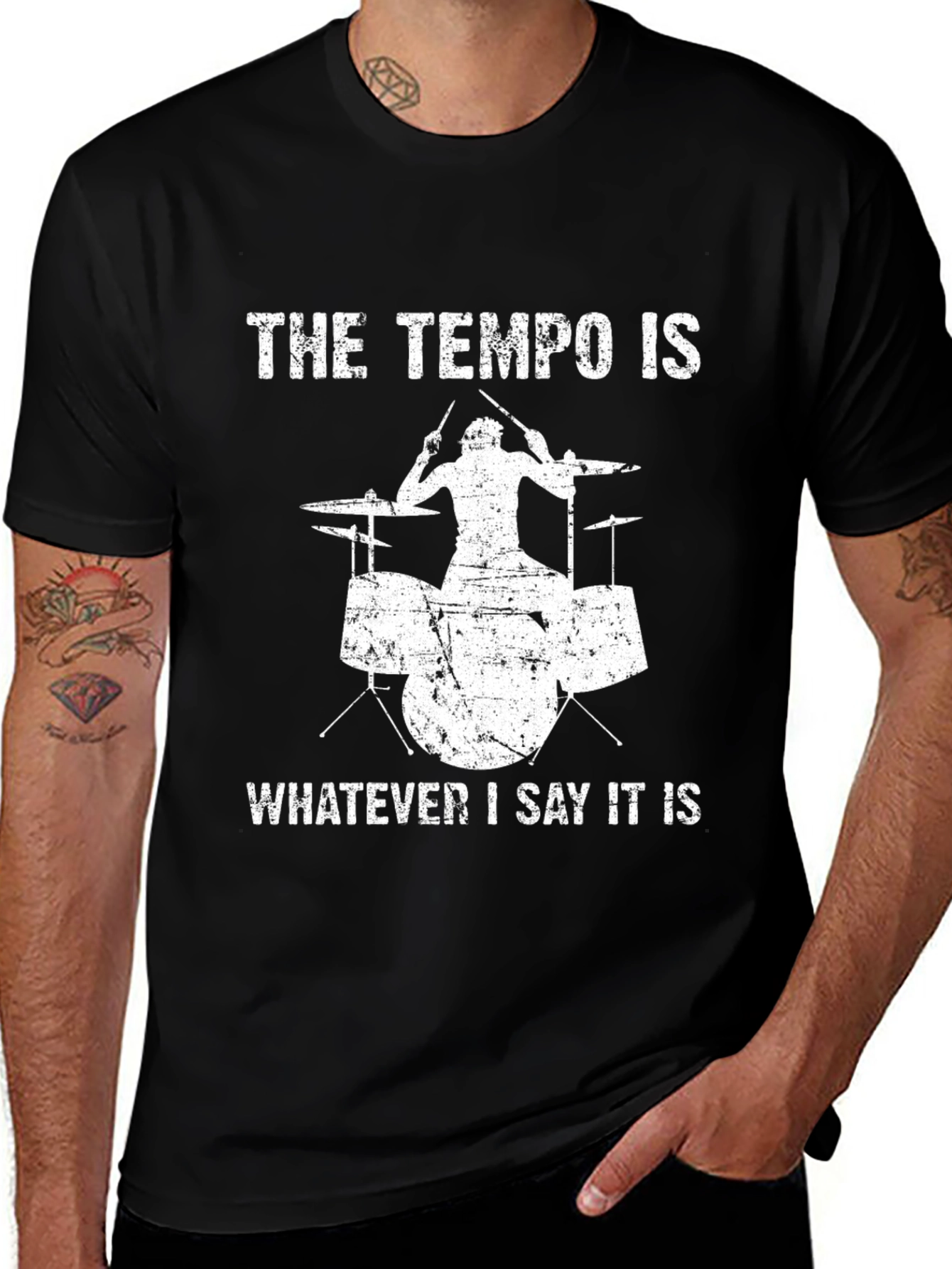 Variant 24 of Drummer Tempo T-Shirt - Funny Music Tee