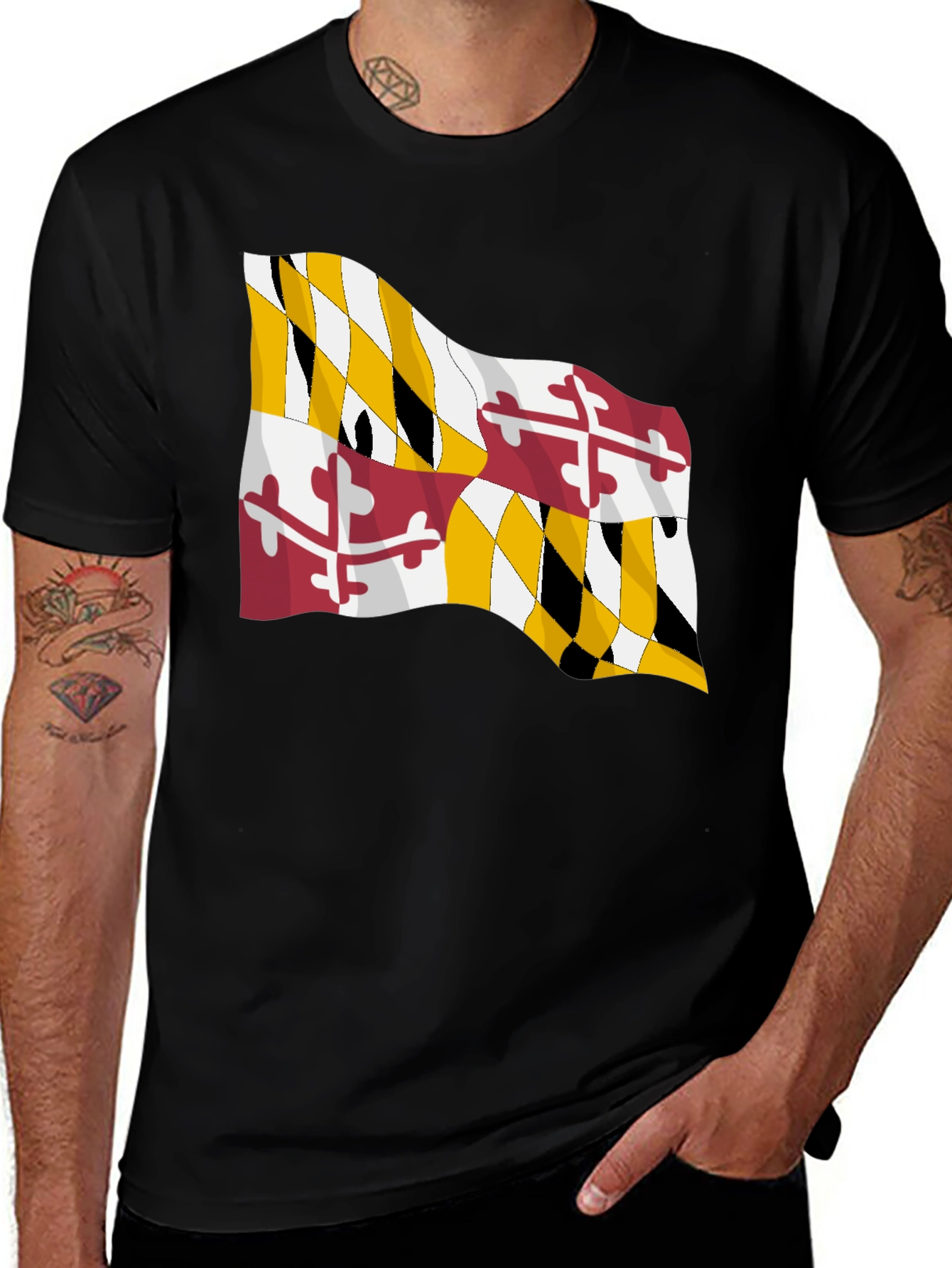 Variant 12 of Maryland Flag Graphic Tee - Black Casual T-Shirt