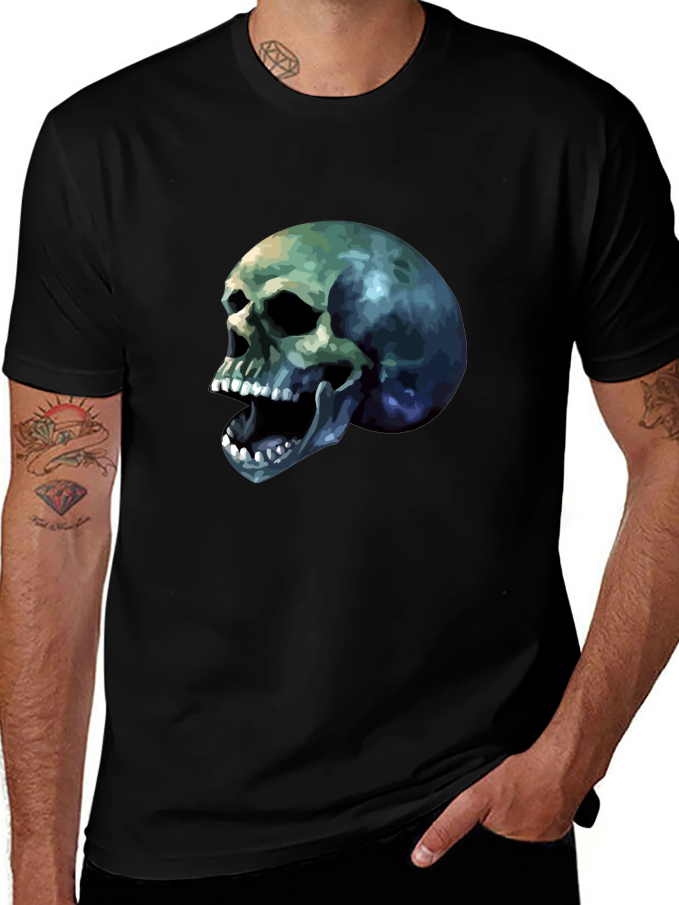 Variant 25 of Skull Graphic Tee - Men's Black T-Shirt