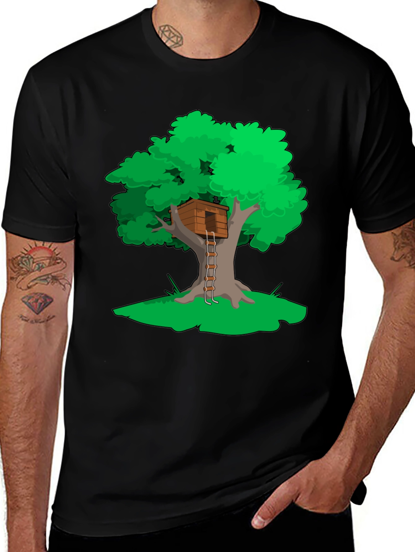 Variant 21 of Treehouse Graphic Tee - Black Cotton Casual Shirt