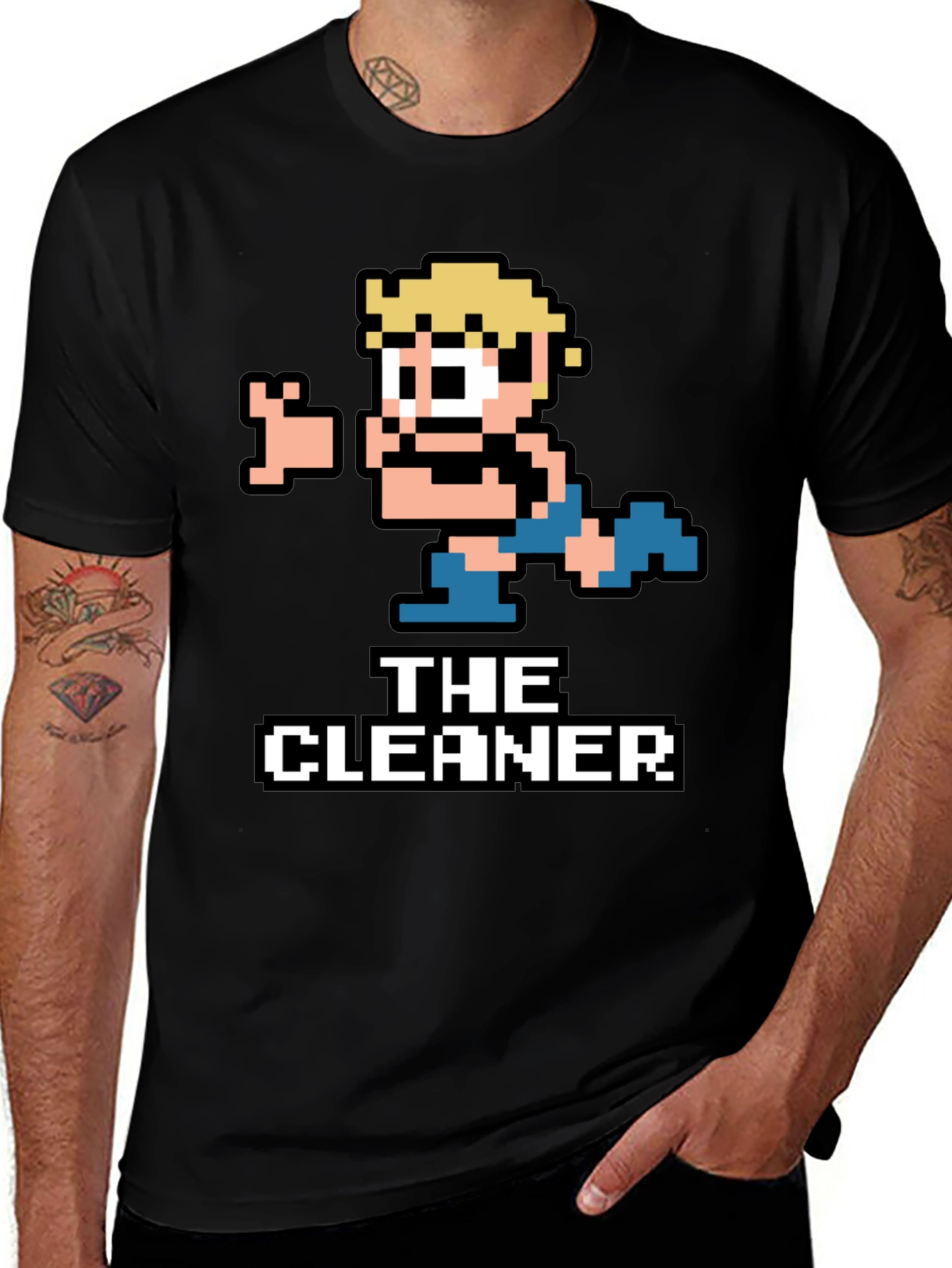 Variant 19 of The Cleaner Retro Pixel Art Black T-Shirt