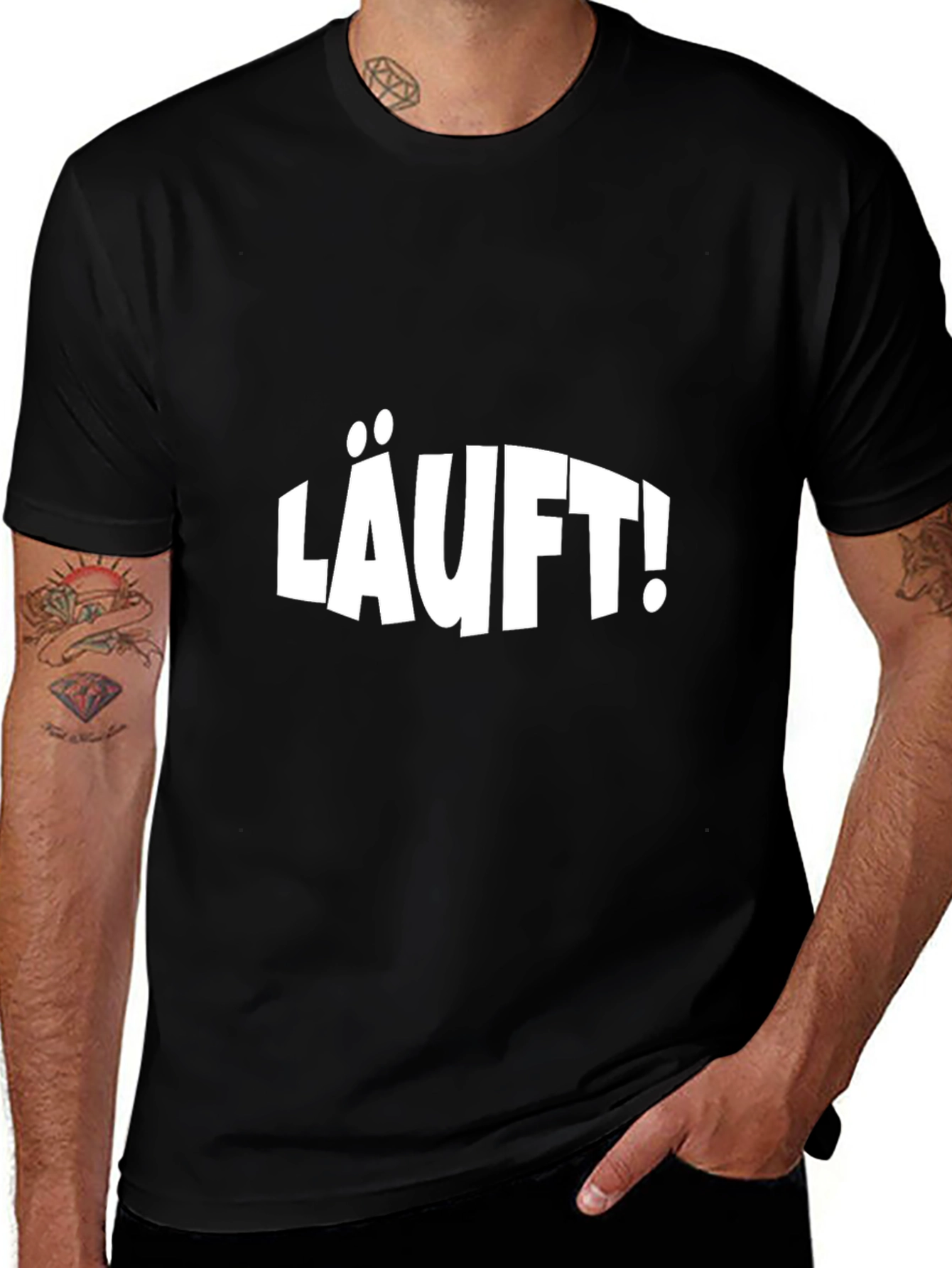 Variant 10 of LÄUFT! Black Graphic Tee - German Phrase