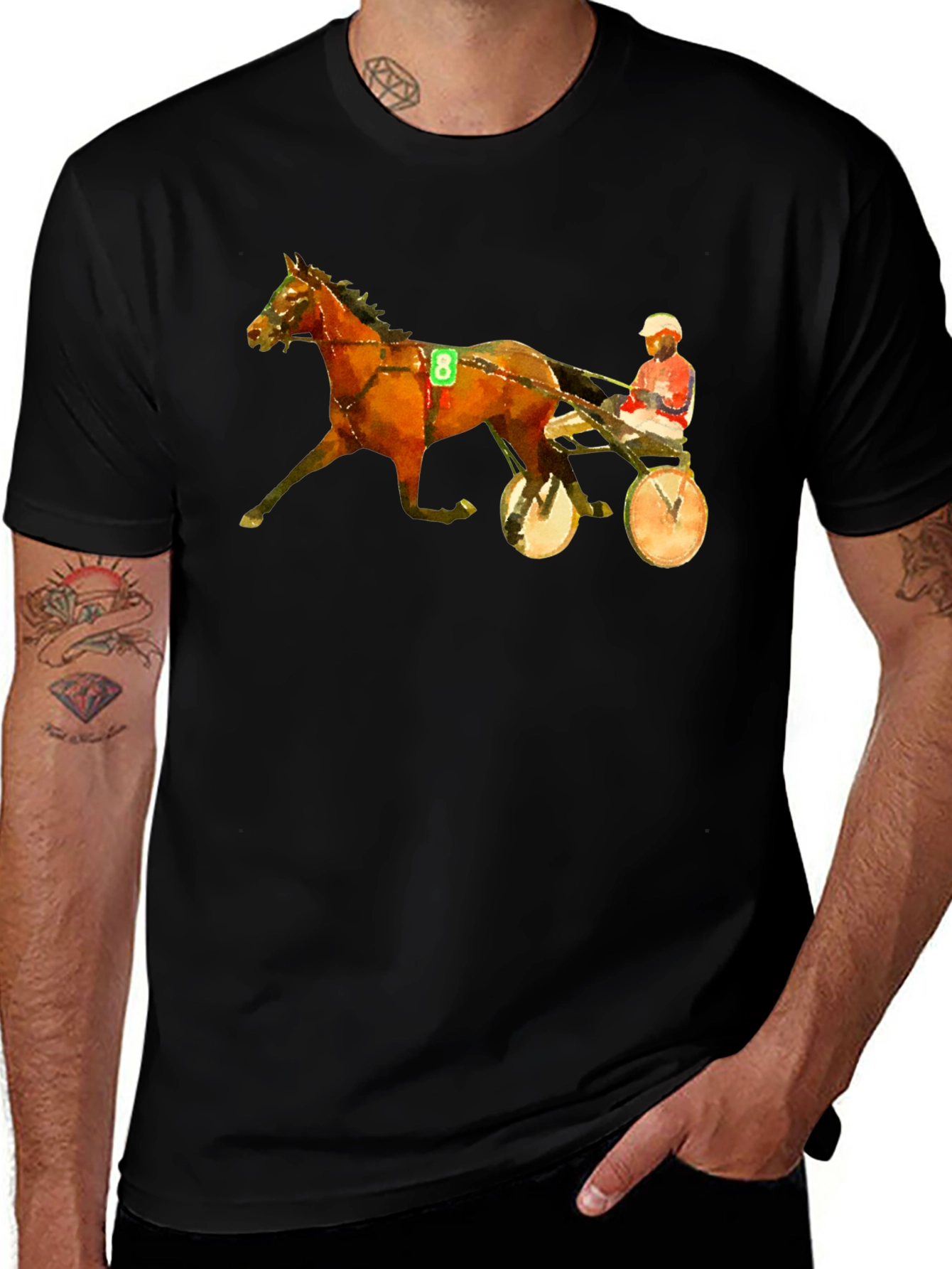 Variant 2 of Harness Racing Graphic Tee - Black T-Shirt