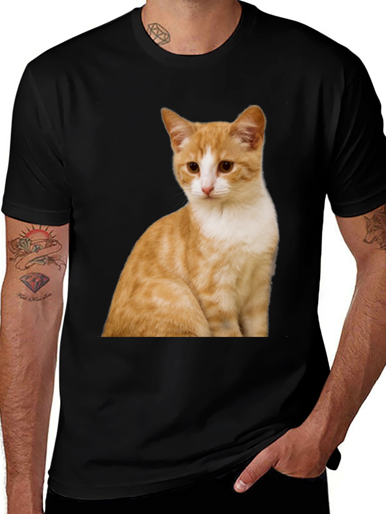 Variant 15 of Cute Cat Graphic Black T-Shirt