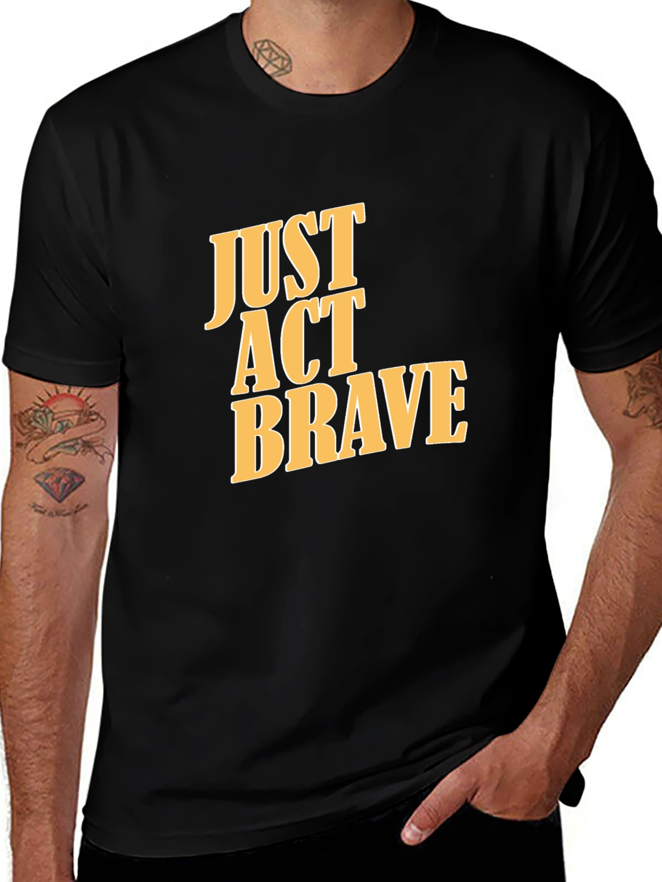 Variant 27 of Just Act Brave Graphic Tee - Men's Black T-Shirt