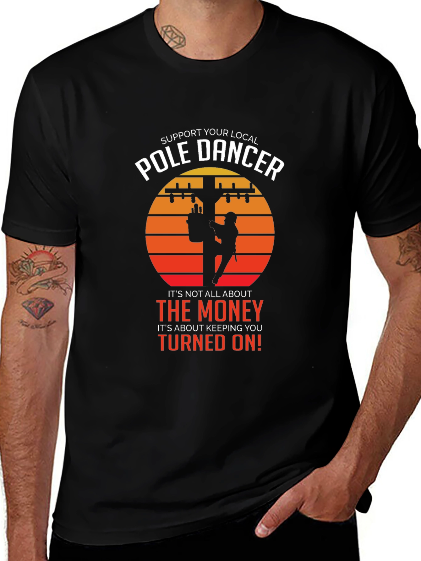 Black Support Your Local Pole Dancer T-Shirt main image