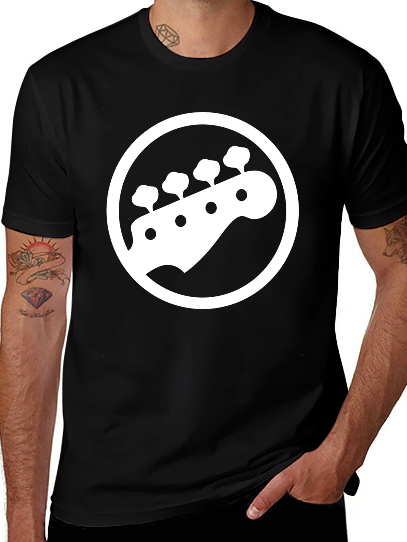 Variant 26 of Bass Guitar Headstock T-Shirt - Black