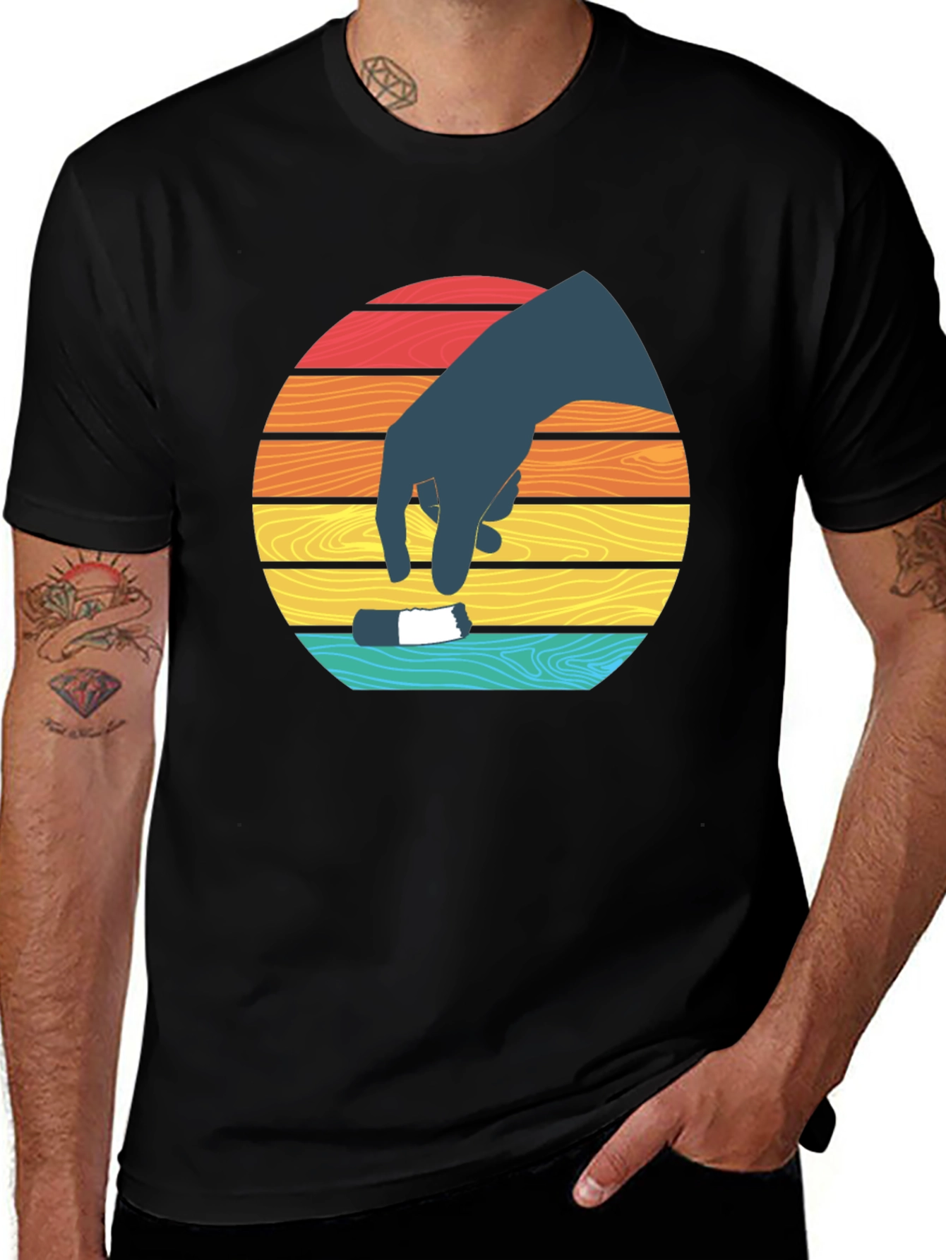 Variant 17 of Retro Sunset Hand T-Shirt