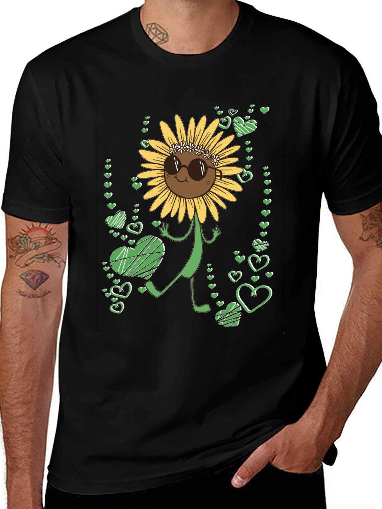 Variant 26 of Sunflower Heart Graphic Tee - Black