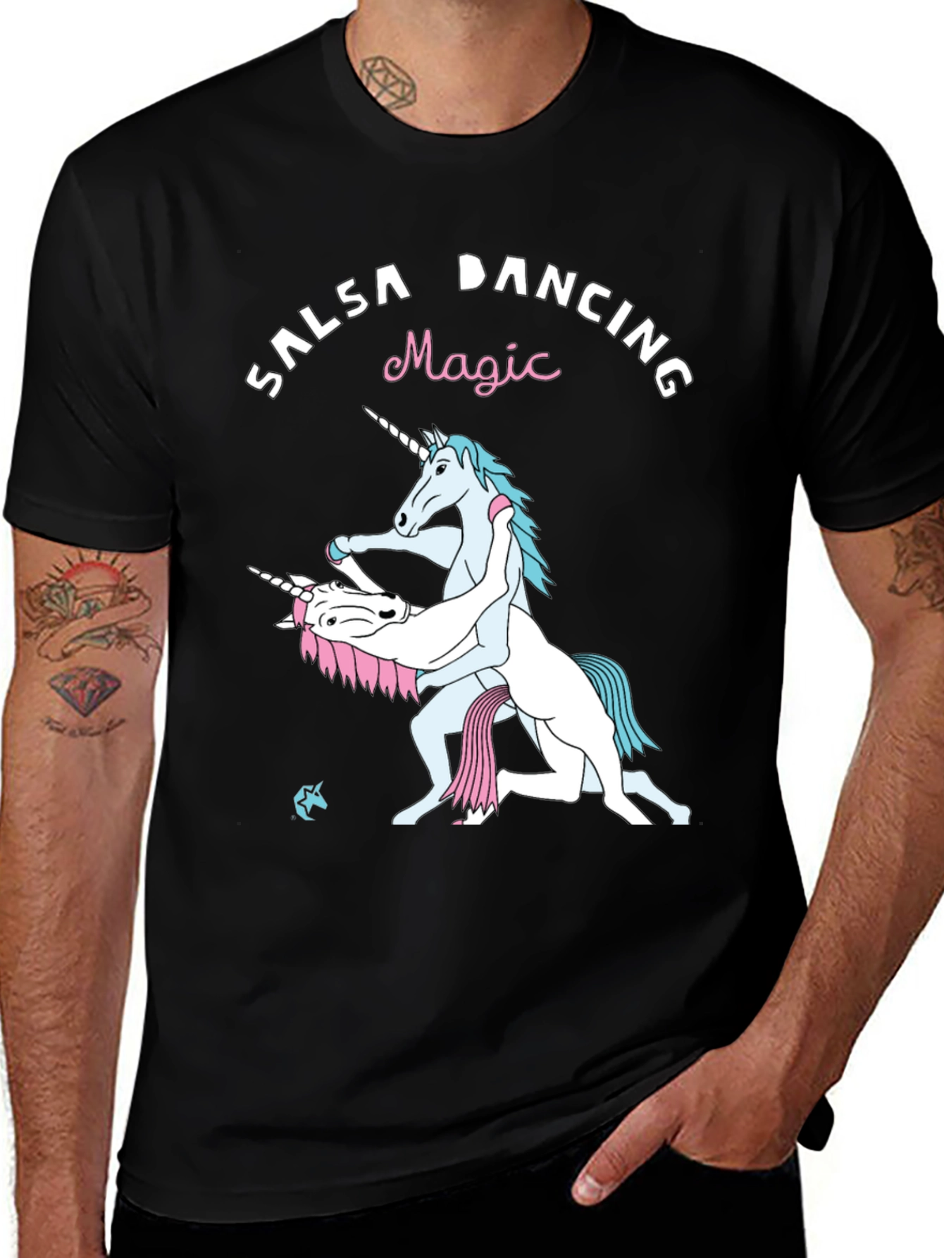 Unicorn Salsa Dancing Magic Black T-Shirt
