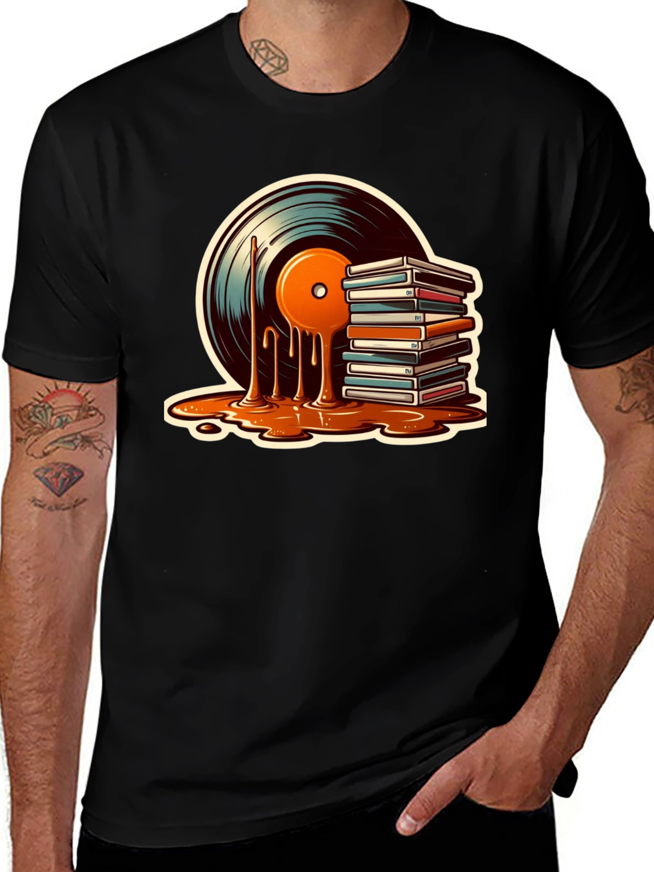 Retro Vinyl Record Stack T-Shirt