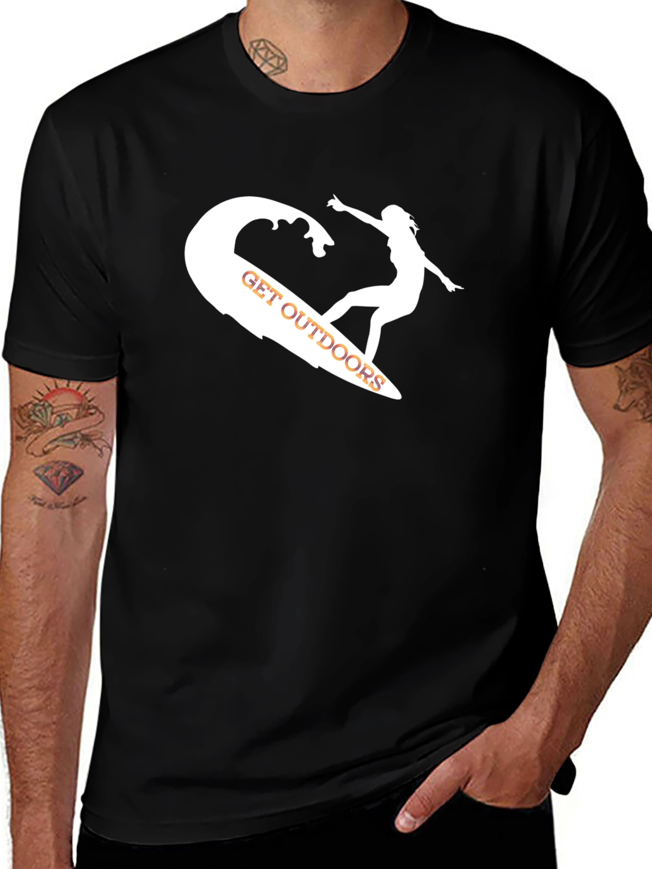 Variant 12 of Surfing Outdoors Graphic Tee - Black Casual T-Shirt