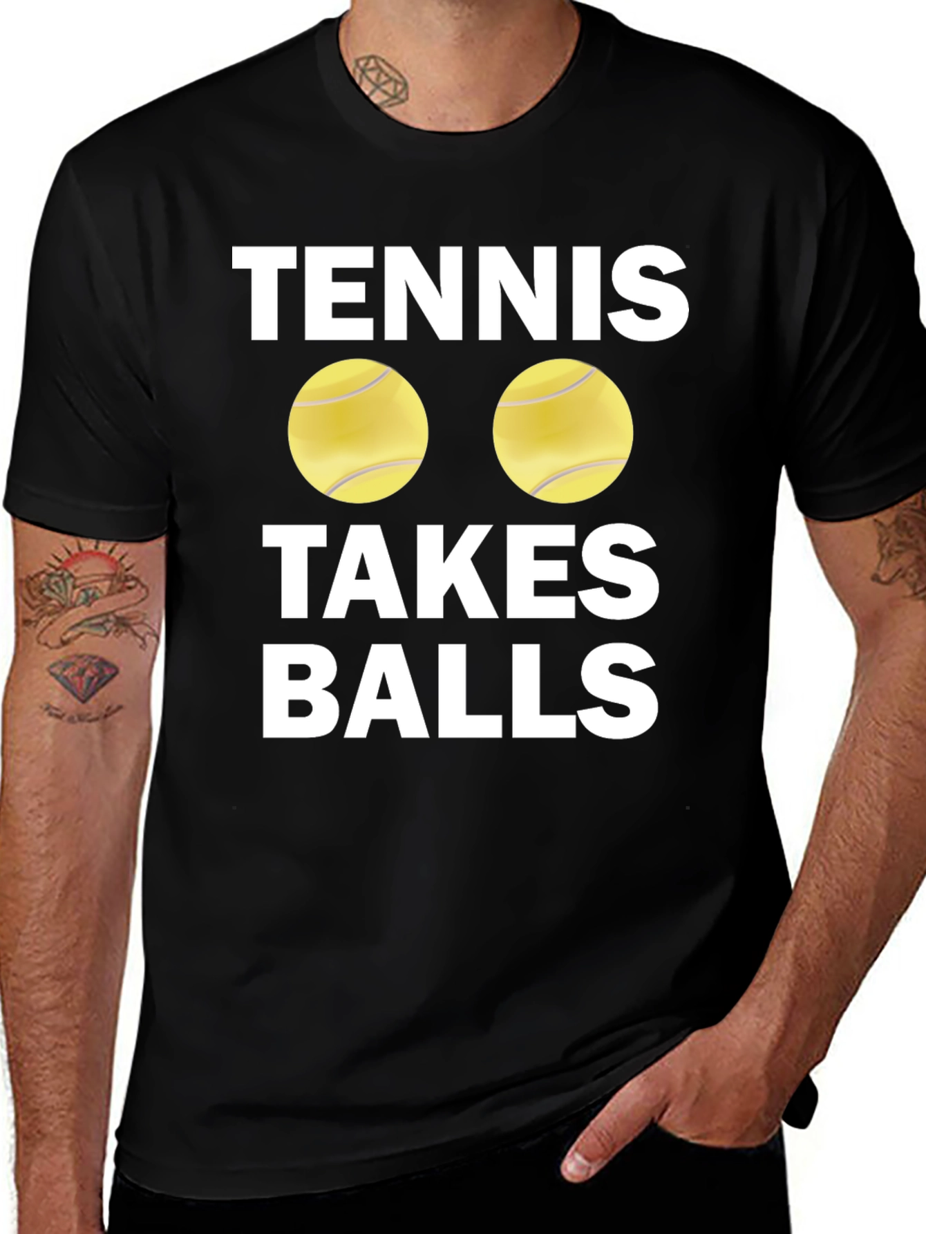 Tennis Takes Balls Funny Graphic T-Shirt