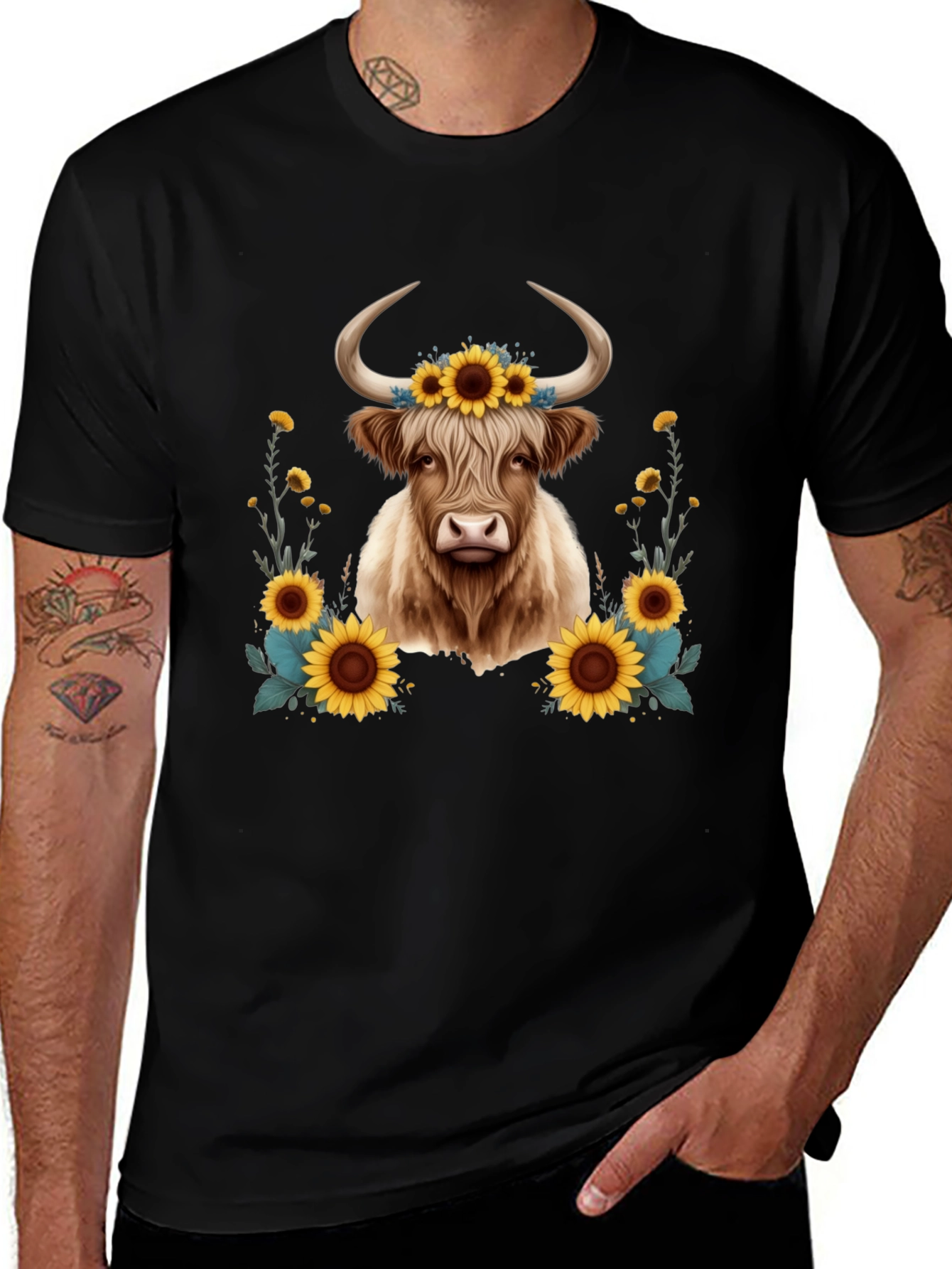 Variant 29 of Highland Cow Sunflower T-Shirt