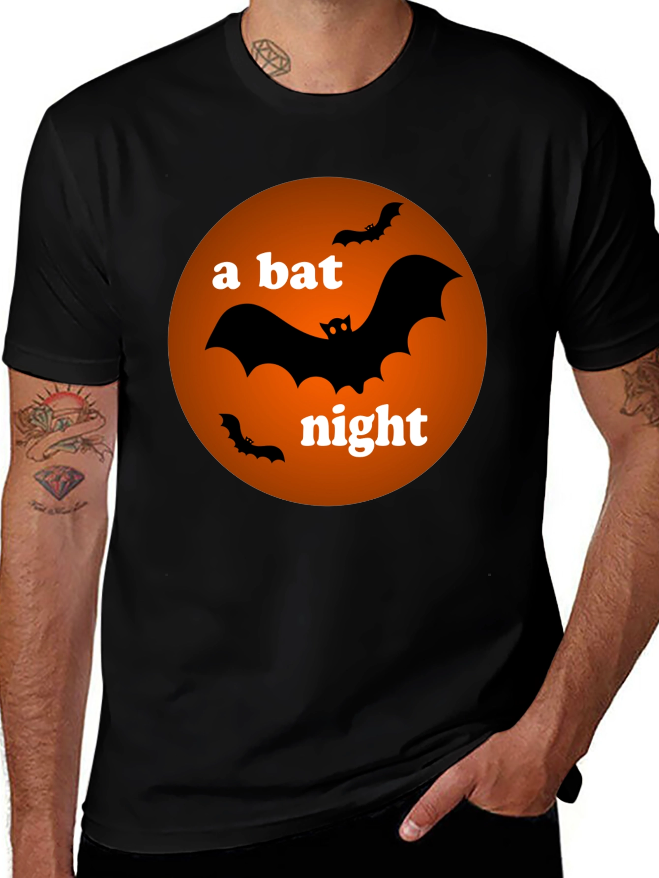 Halloween Bat Night Graphic T-Shirt