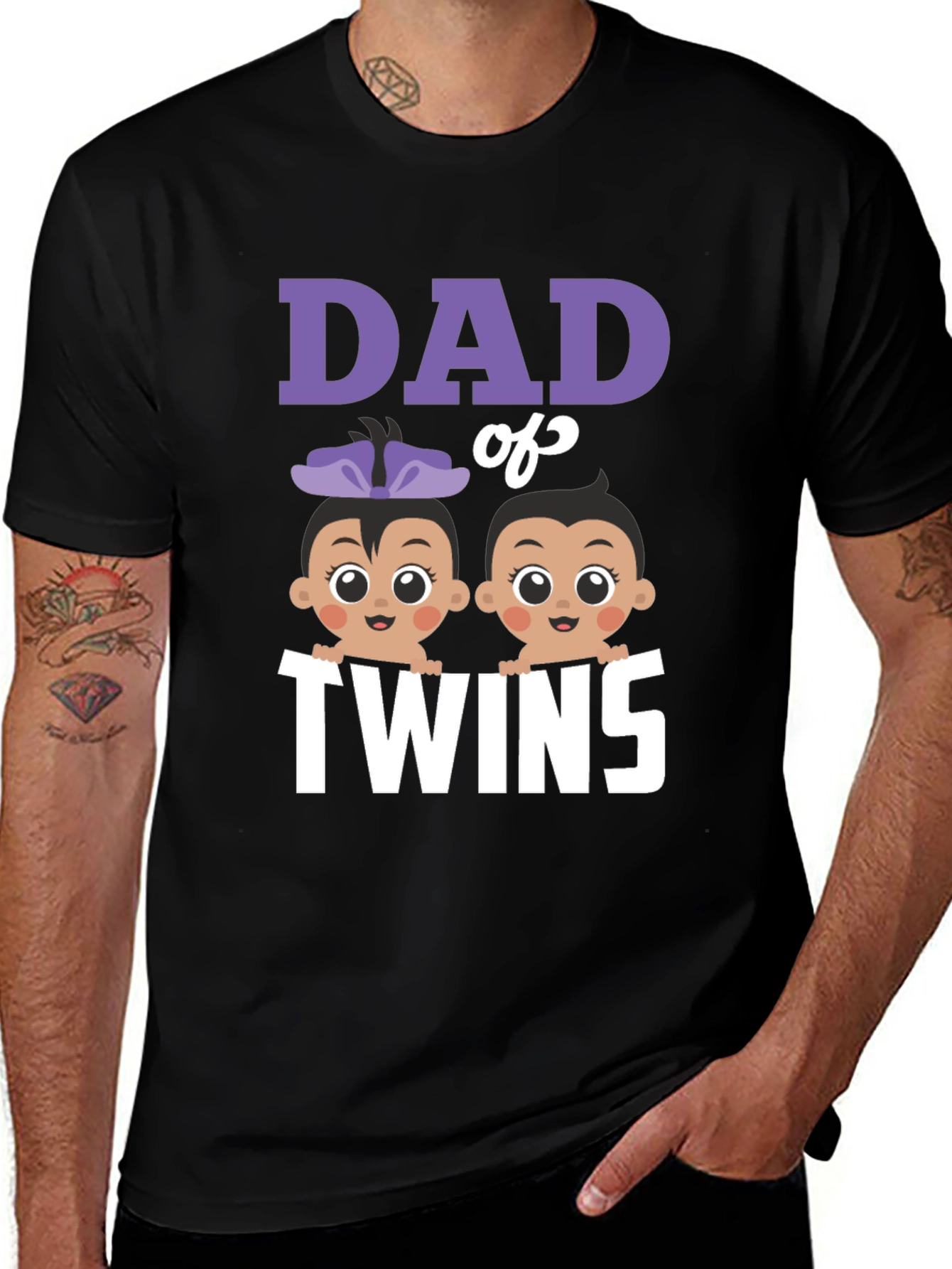 Dad of Twins T-Shirt - Adorable Twins Design
