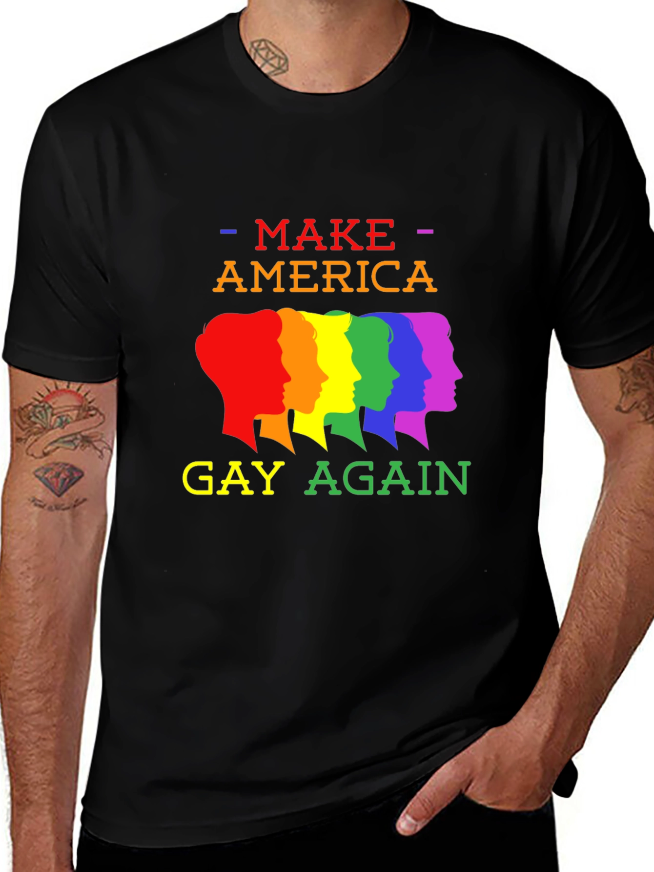 Make America Gay Again Rainbow Silhouette Tee
