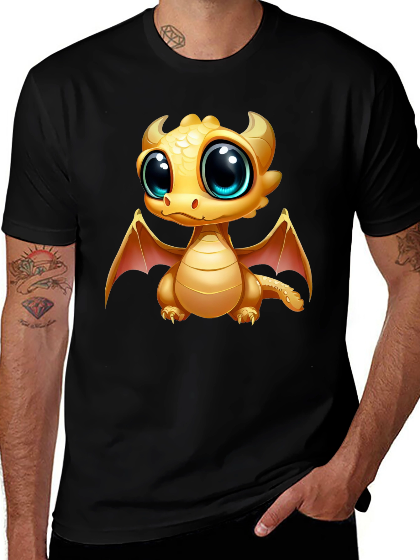 Variant 7 of Cute Dragon Graphic Tee - Black