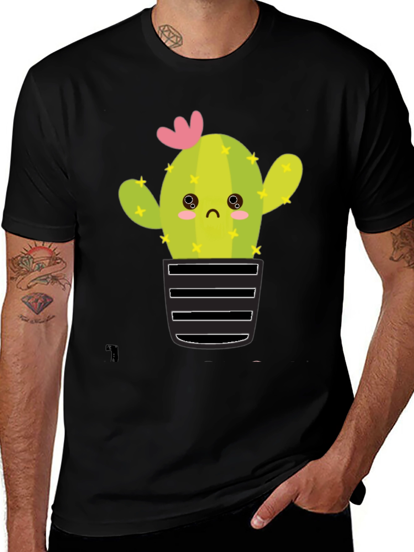 Variant 29 of Cute Cactus Graphic Tee - Soft Black Cotton T-Shirt