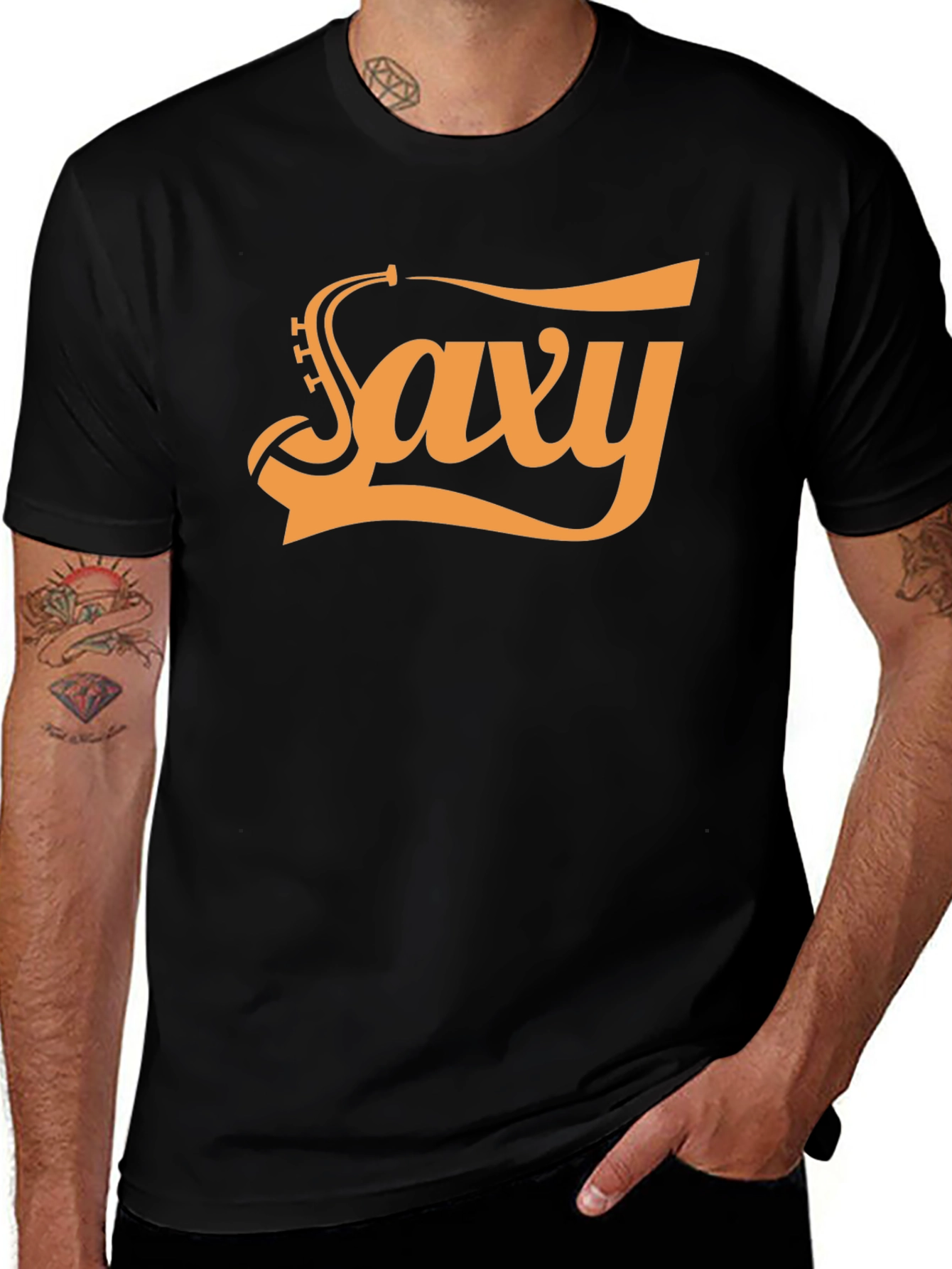 Variant 16 of Saxy Black T-Shirt - Cool Saxophone Graphic Tee