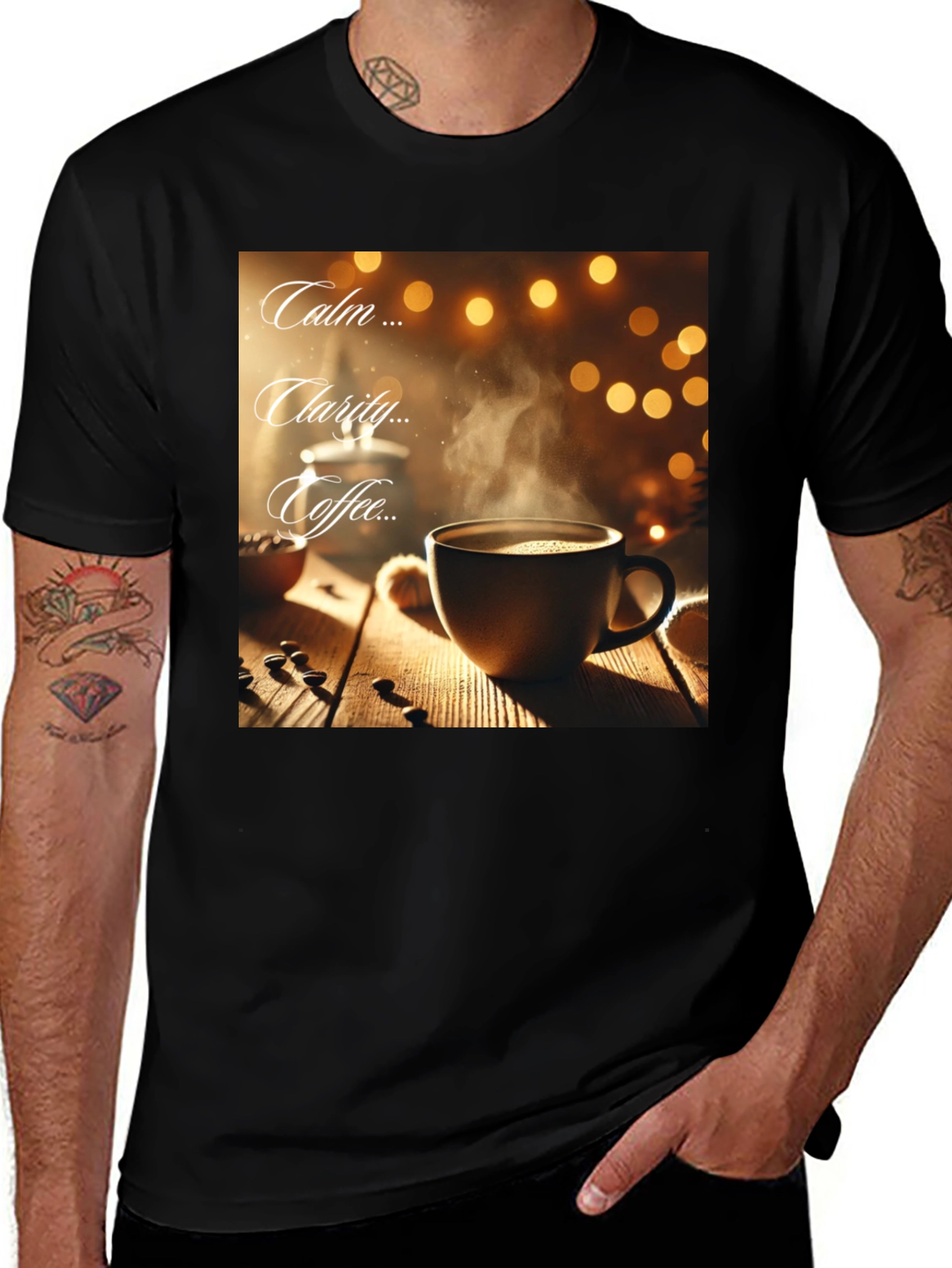 Variant 10 of Calm Clarity Coffee Graphic Tee - Black Unisex T-Shirt
