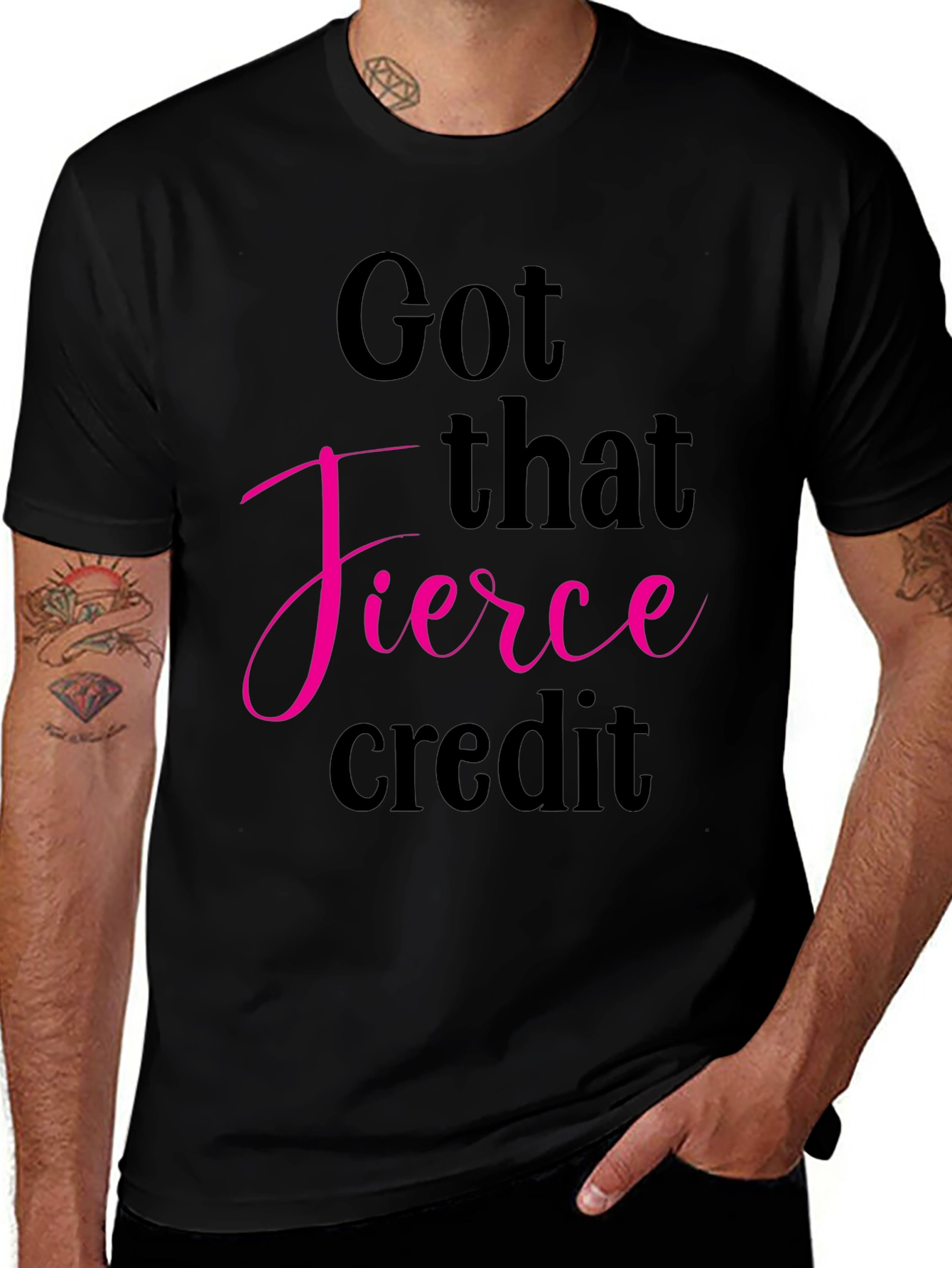 Variant 23 of Fierce Credit Graphic Tee - Stylish Black T-Shirt