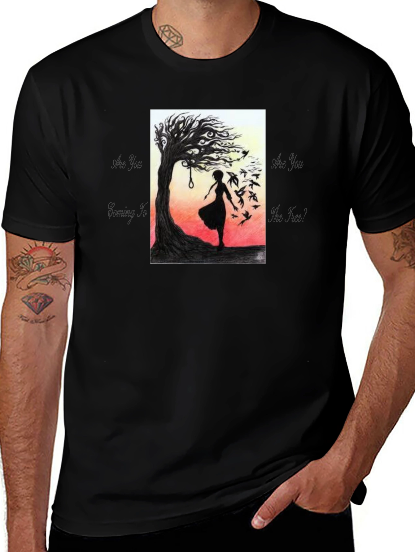 Variant 7 of Silhouette Tree T-Shirt - Dark Art Tee