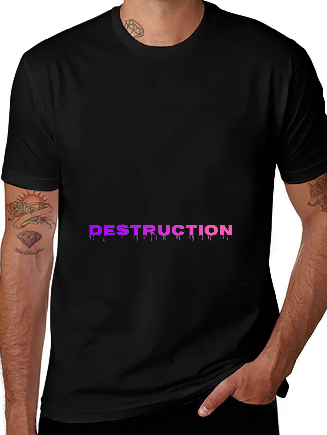 Variant 26 of Destruction Graphic Print Black T-Shirt