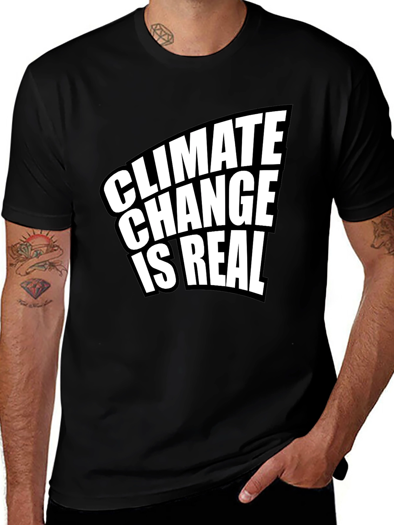 Variant 28 of Climate Change is Real Black Graphic Tee