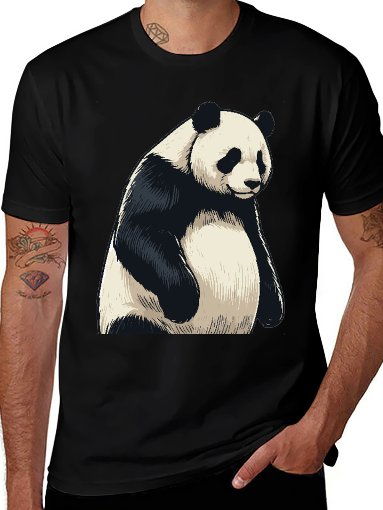 Variant 14 of Men's Black Panda Graphic T-Shirt