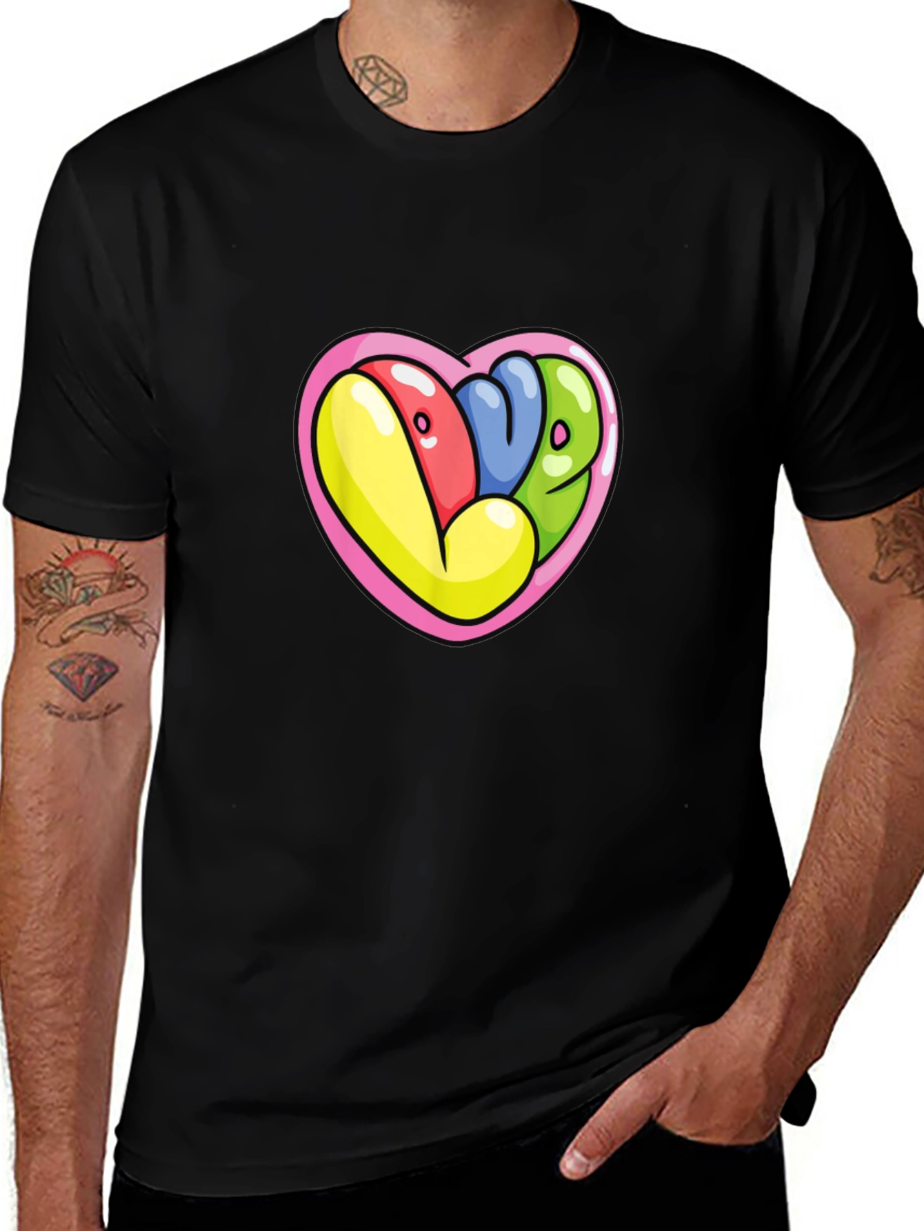 Variant 3 of Love Heart Graphic Black T-Shirt