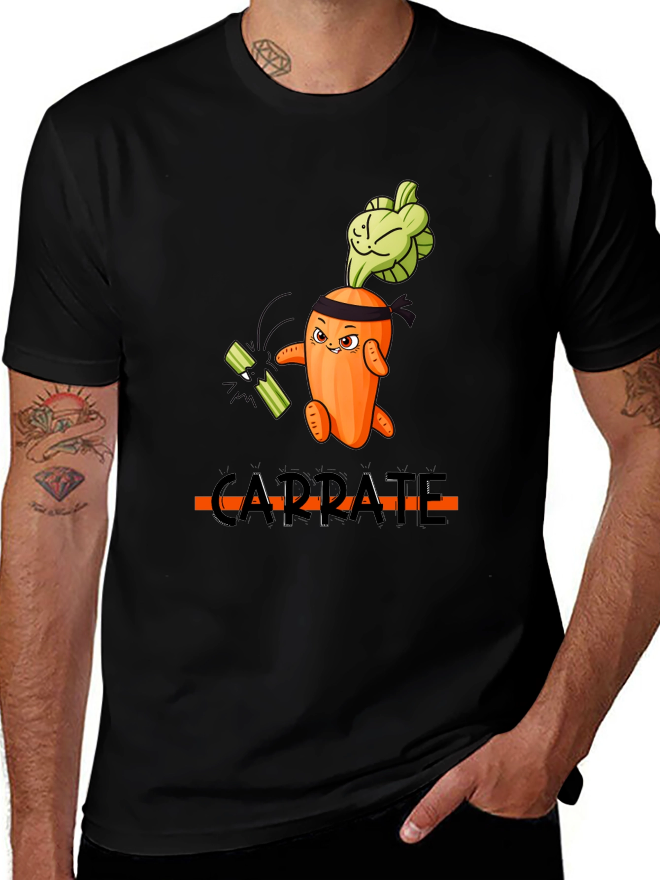 Variant 10 of Carra-te T-Shirt: Funny Carrot Karate Design