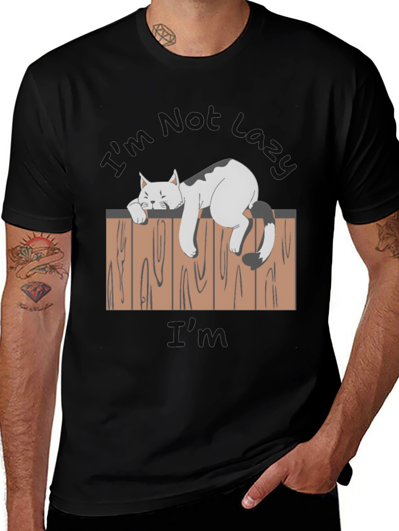 Variant 9 of Lazy Cat Graphic T-Shirt - Relaxed Style