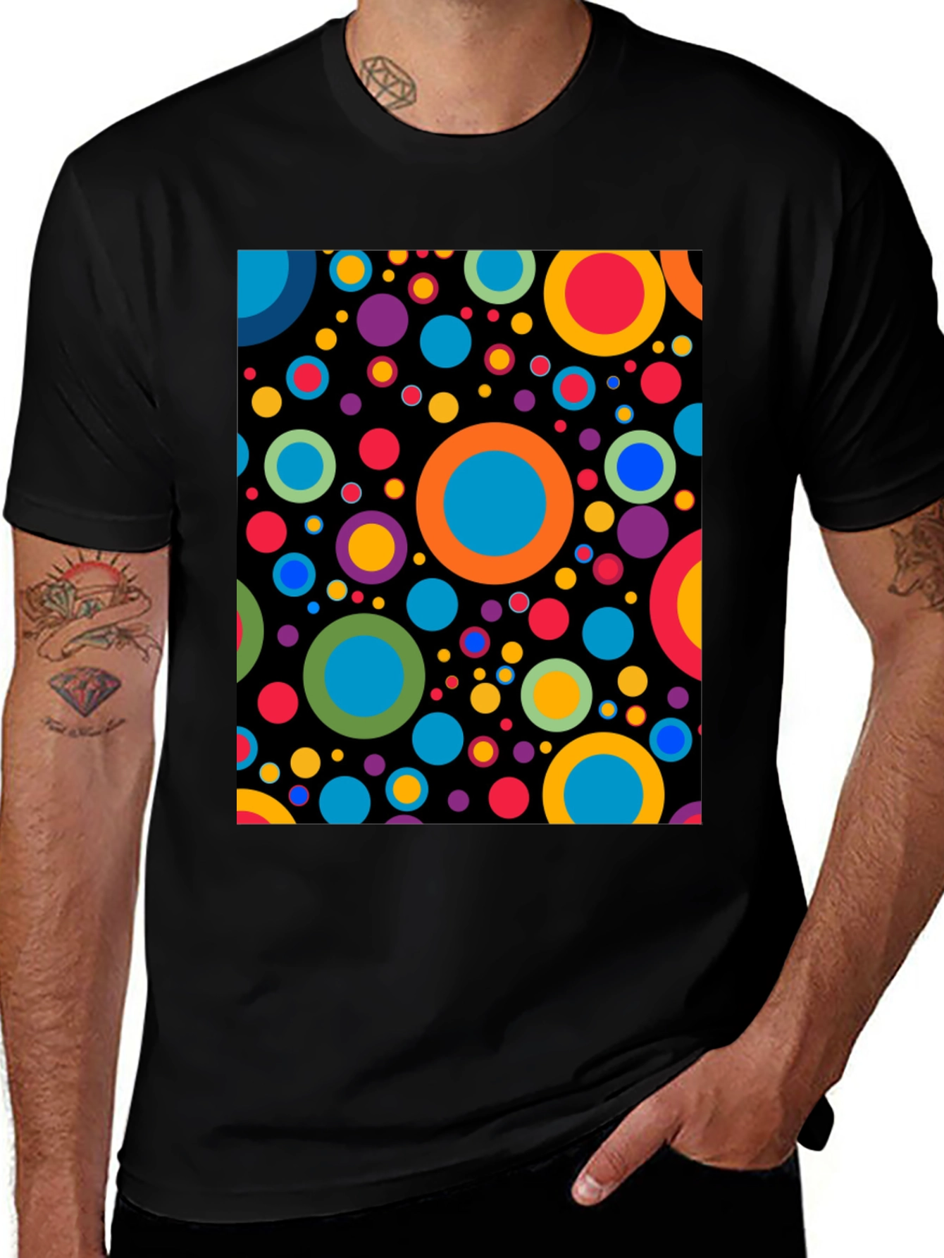 Variant 20 of Retro Circles Black Graphic Tee