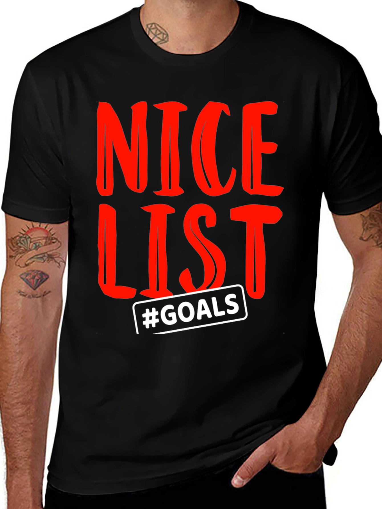 Variant 18 of Nice List #Goals Black Graphic Tee