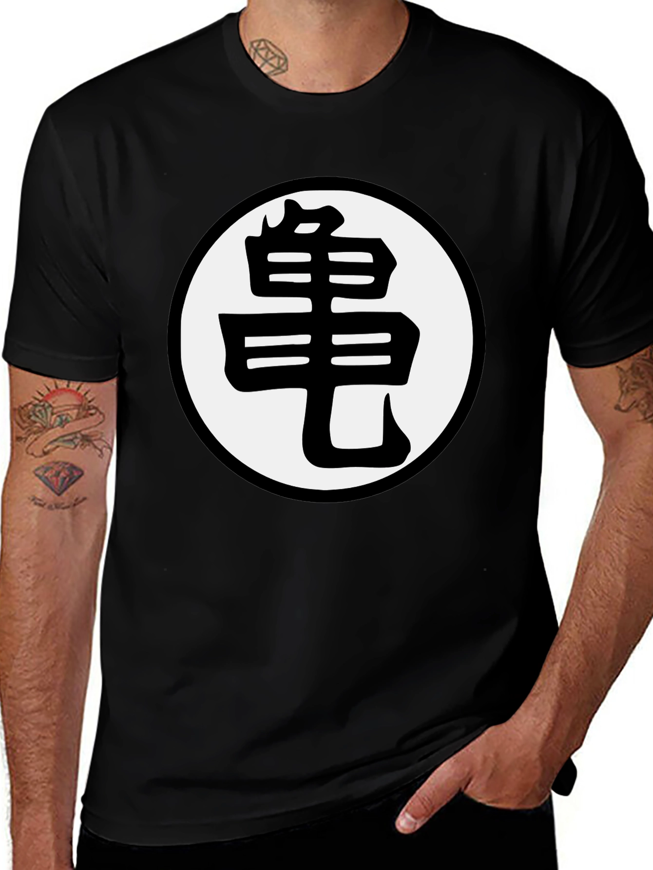 Variant 25 of Black T-Shirt with Kame Symbol