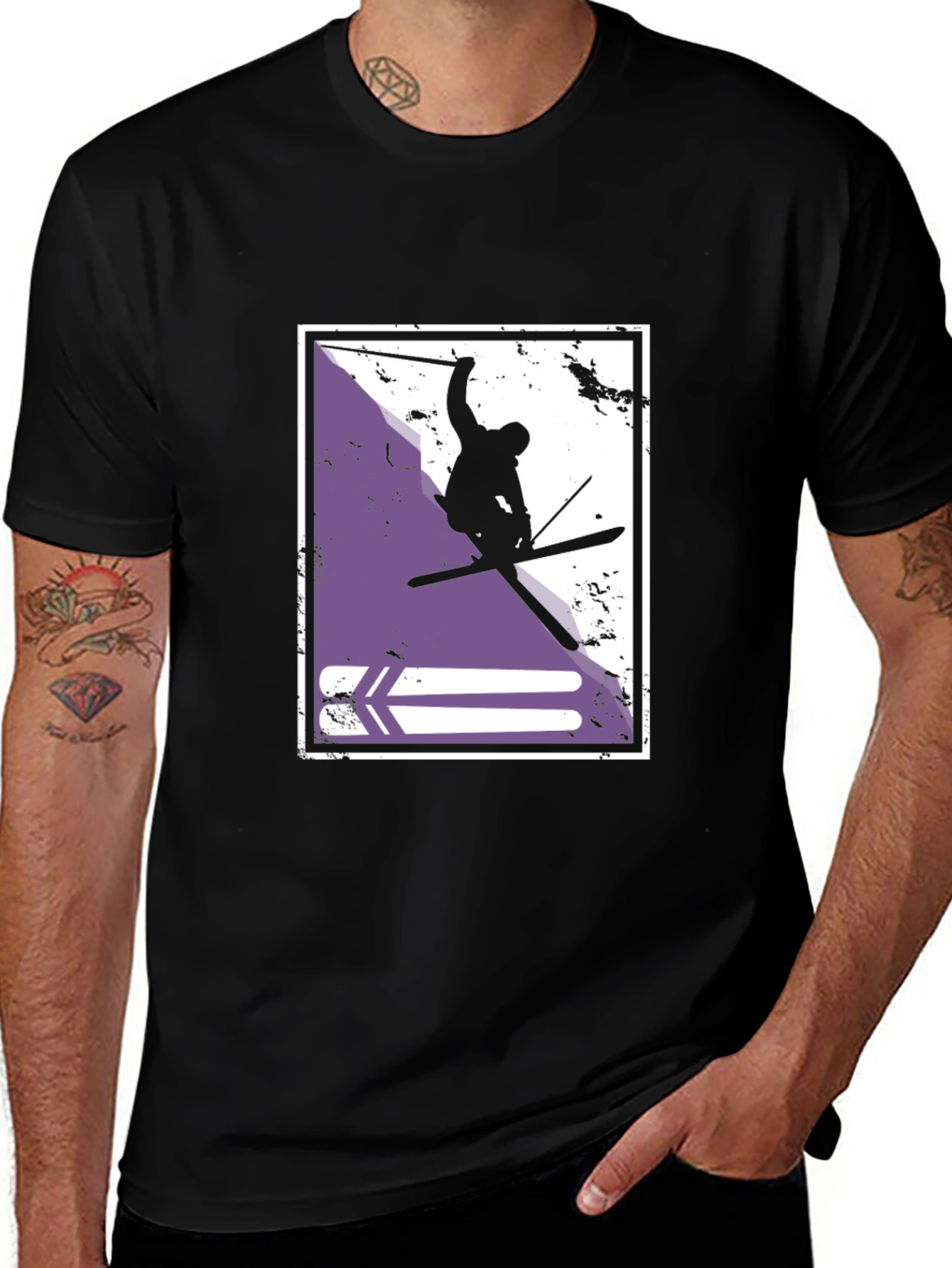Variant 17 of Ski Jumper Graphic T-Shirt - Stylish Black Tee
